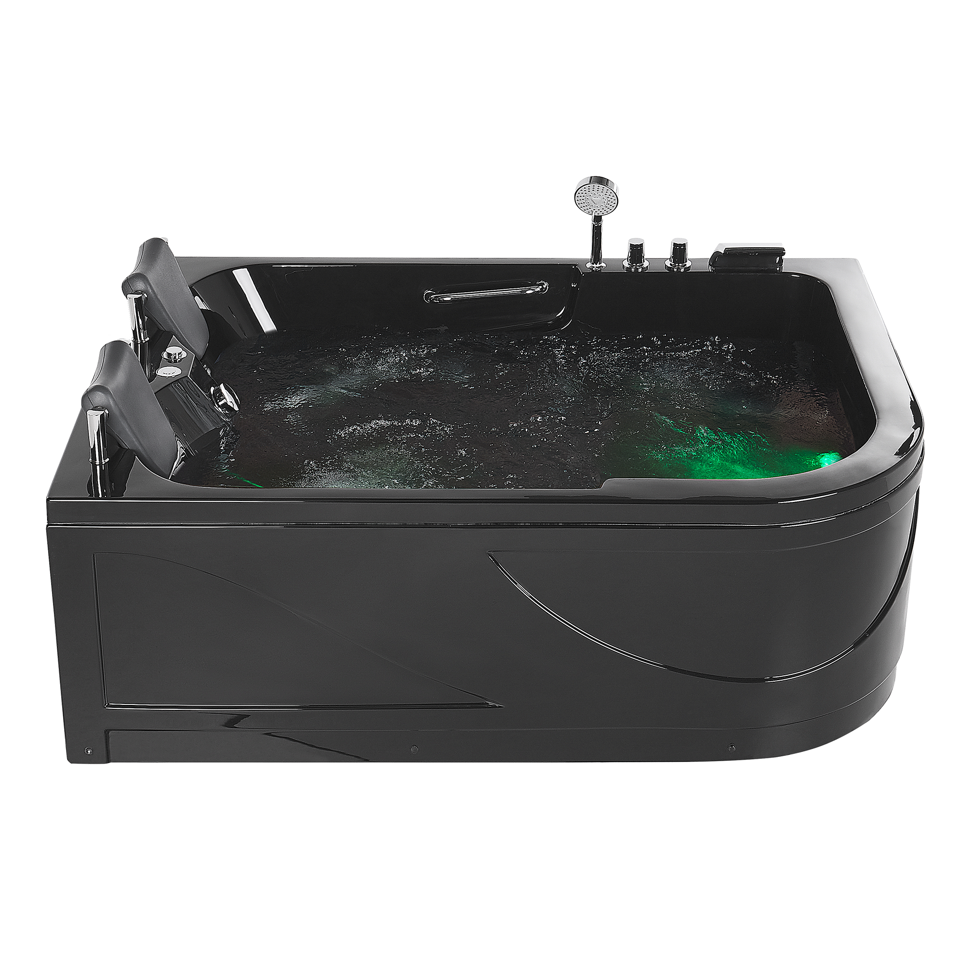 Hoekbad whirlpool LED zwart 170 x 113 cm rechtszijdig BAYAMO