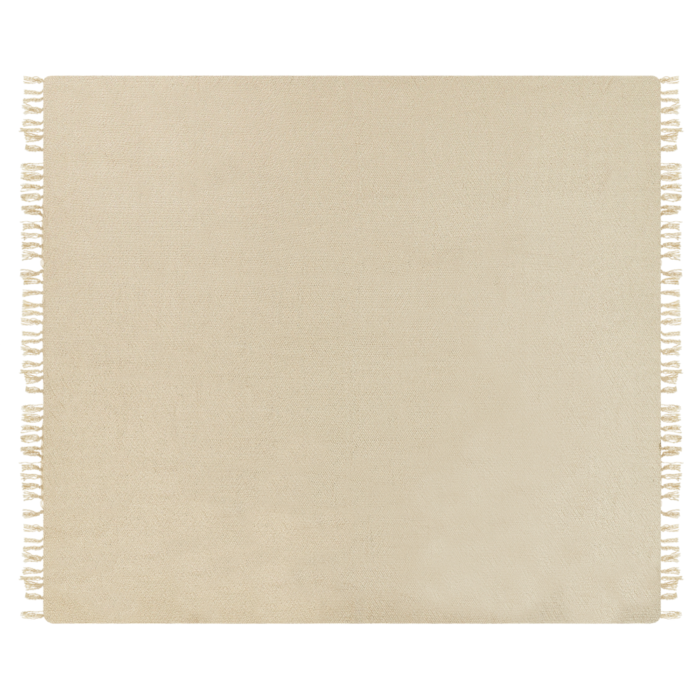 Image of Coperta tessuta a mano con frange 240 x 220 cm beige stile classico morbida letto divano