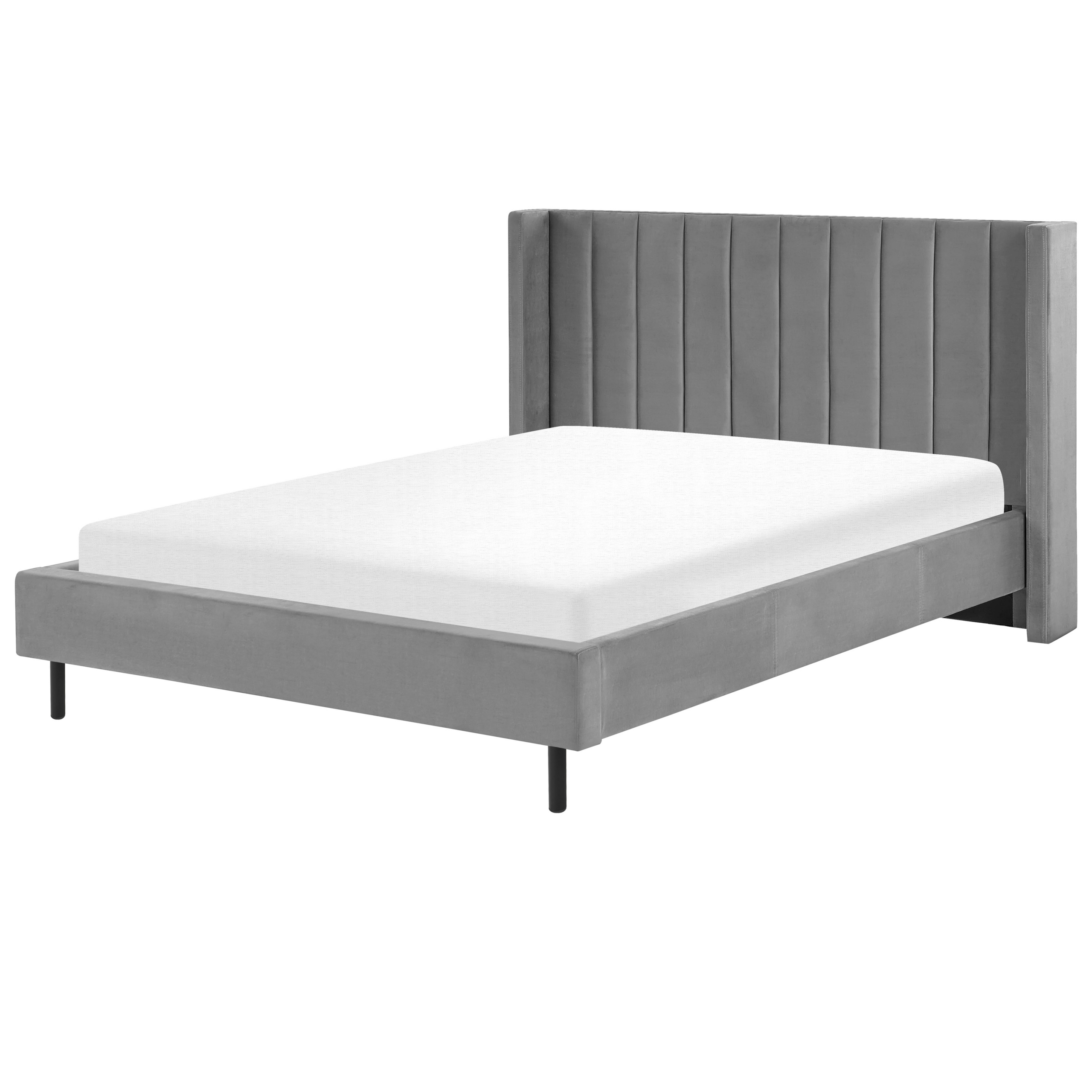 Bed fluweel grijs 160 x 200 cm VILLETTE
