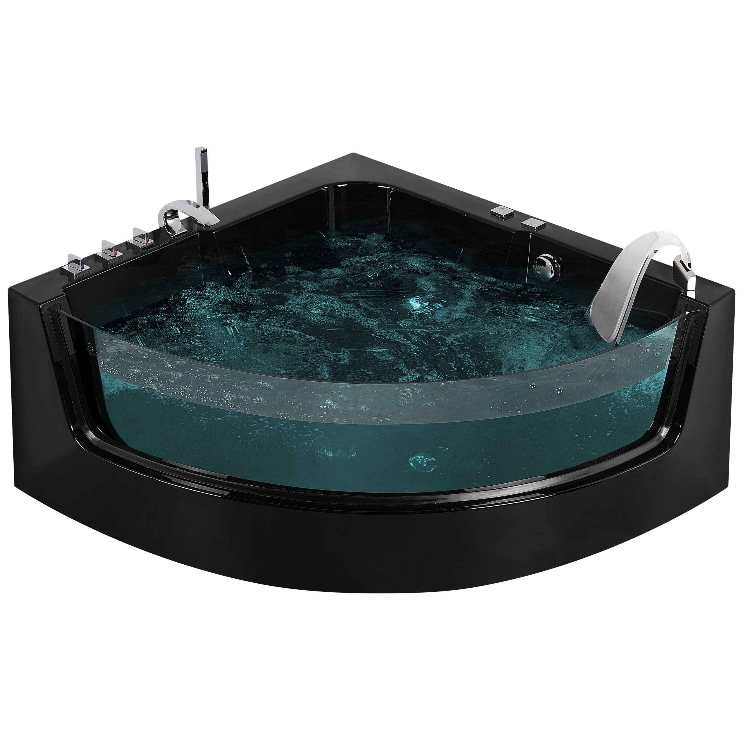 Hoekbad whirlpool LED zwart 190 x 135 cm MARINA