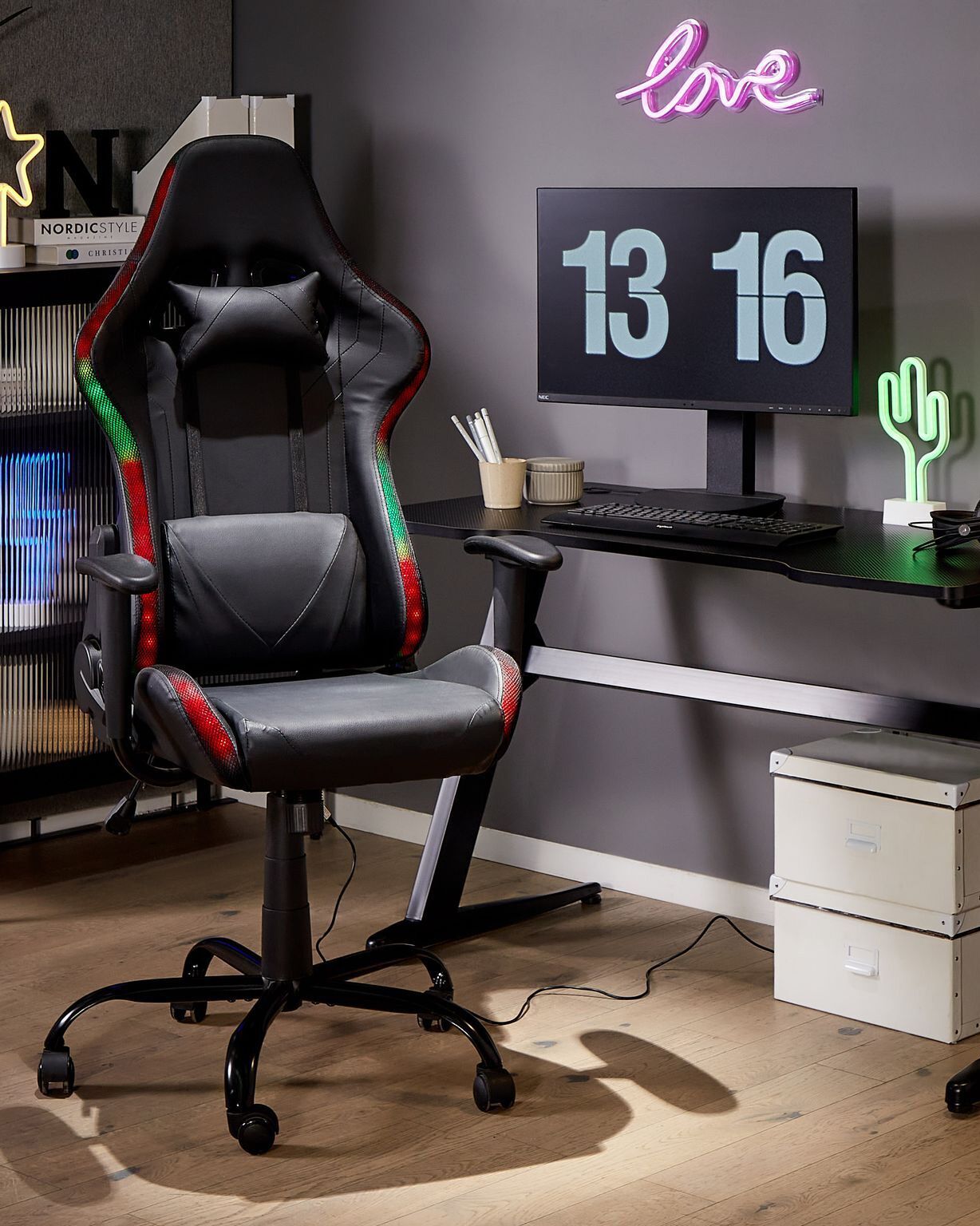 Gaming Chair with LED Black GLEAM - Picture 2 of 12