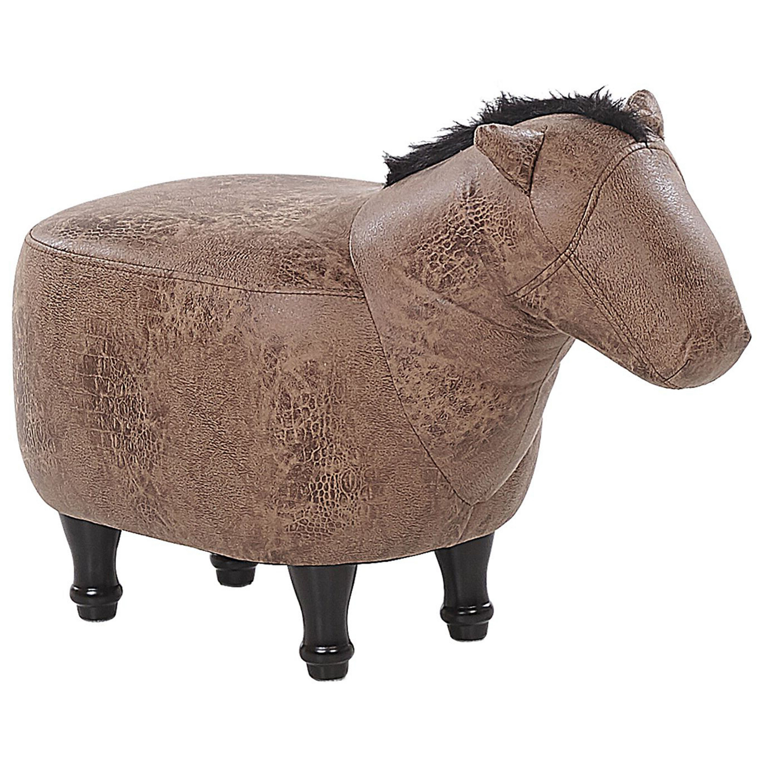 Hocker kunstleer bruin HORSE