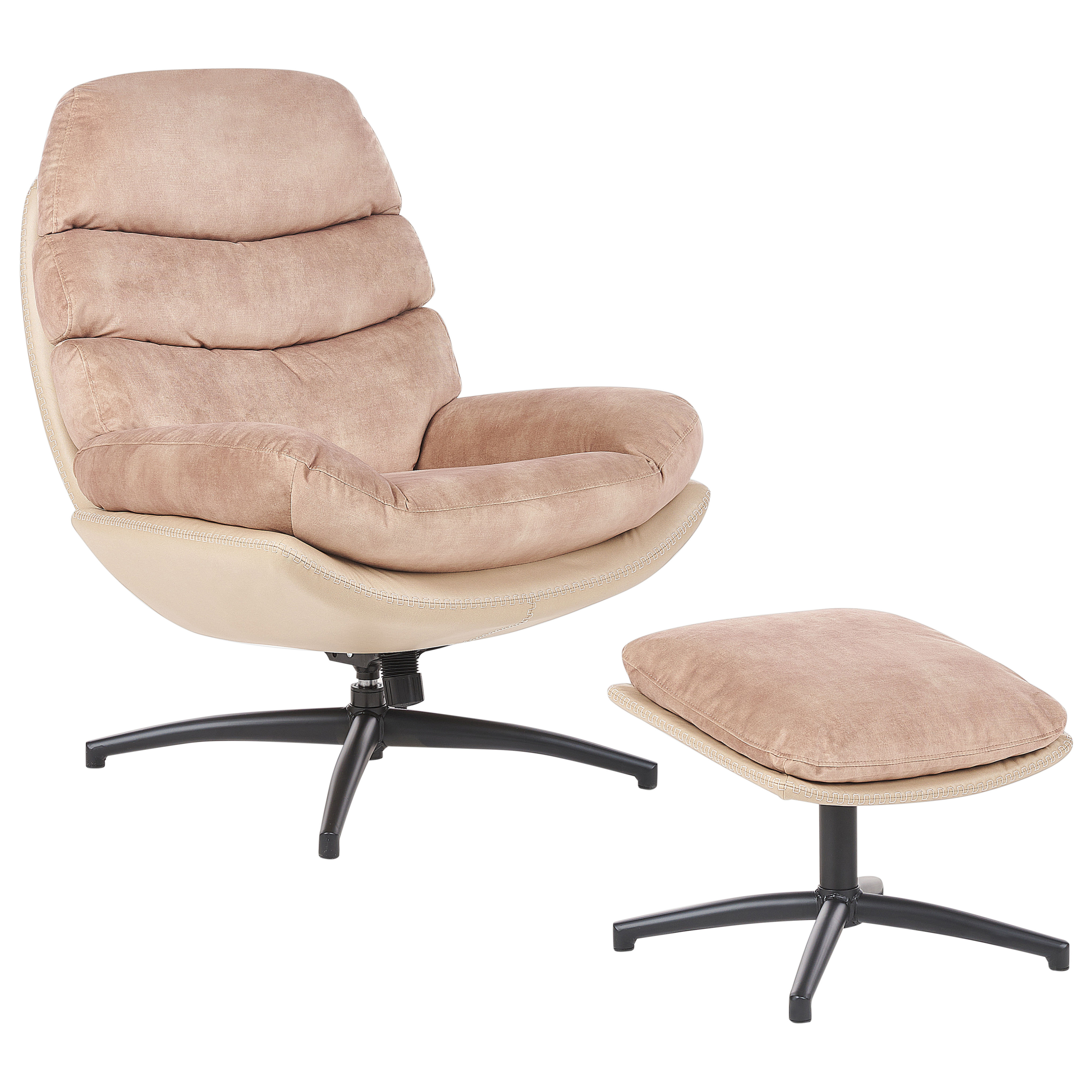 Stoel met voetenbank Fluweel Zandbeige EIDE