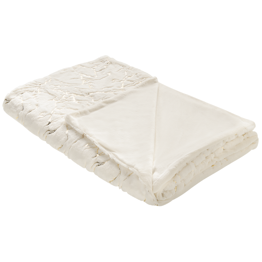 Image of Coperta Crema Poliestere 130 x 180 cm copriletto plaid Marmo Dorato Motivo Soggiorno Camera Da Letto