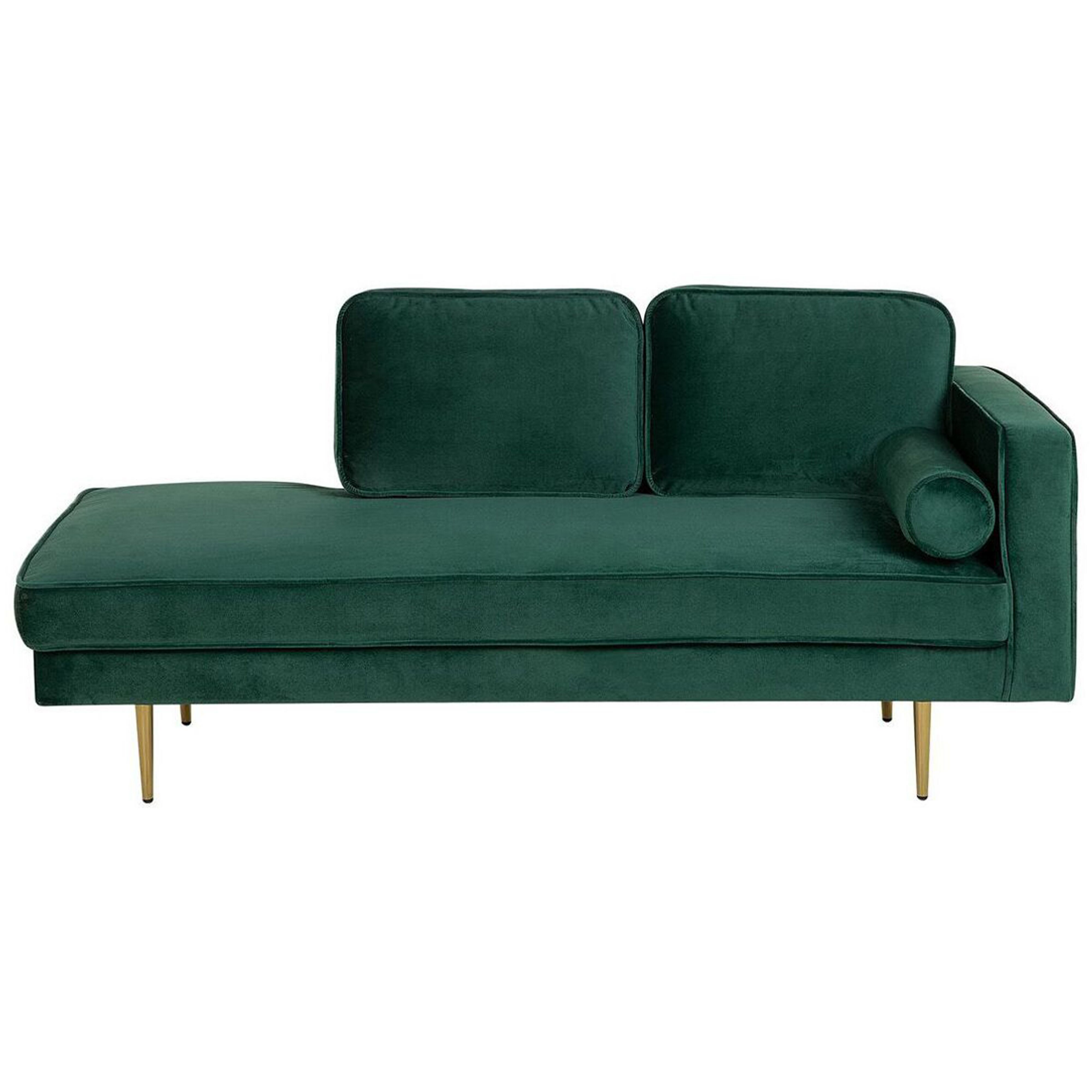 Chaise longue fluweel smaragdgroen rechtszijdig MIRAMAS