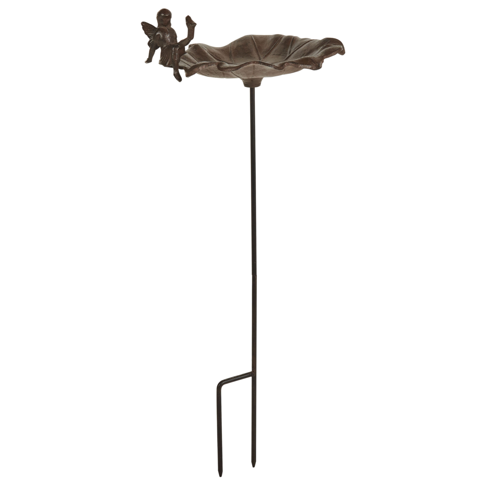 Image of Fontana per uccelli marrone abbeveratoio d&#39;acqua per uccelli in ferro per giardino Accento decorativo all&#39;aperto