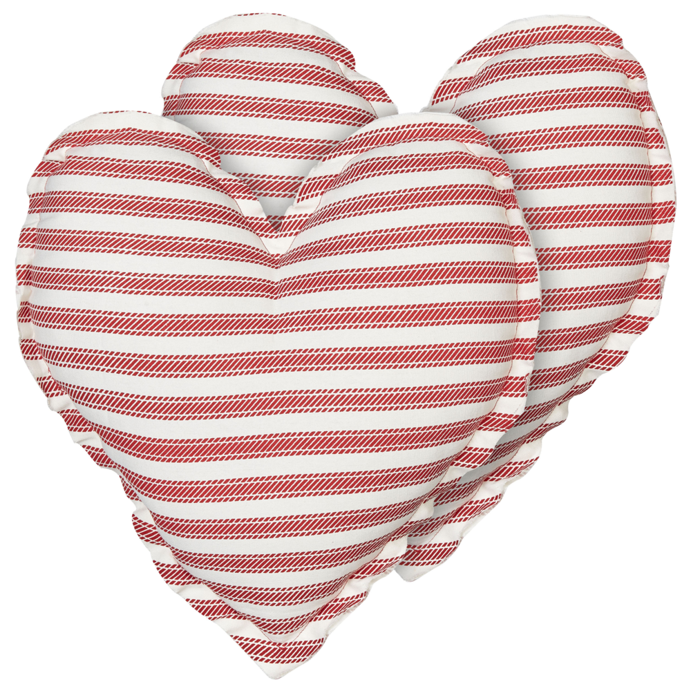 Image of Set di 2 cuscini decorativi in cotone bianco e rosso 45 x 45 cm Cuori sfoderabili Accessori decorativi moderni