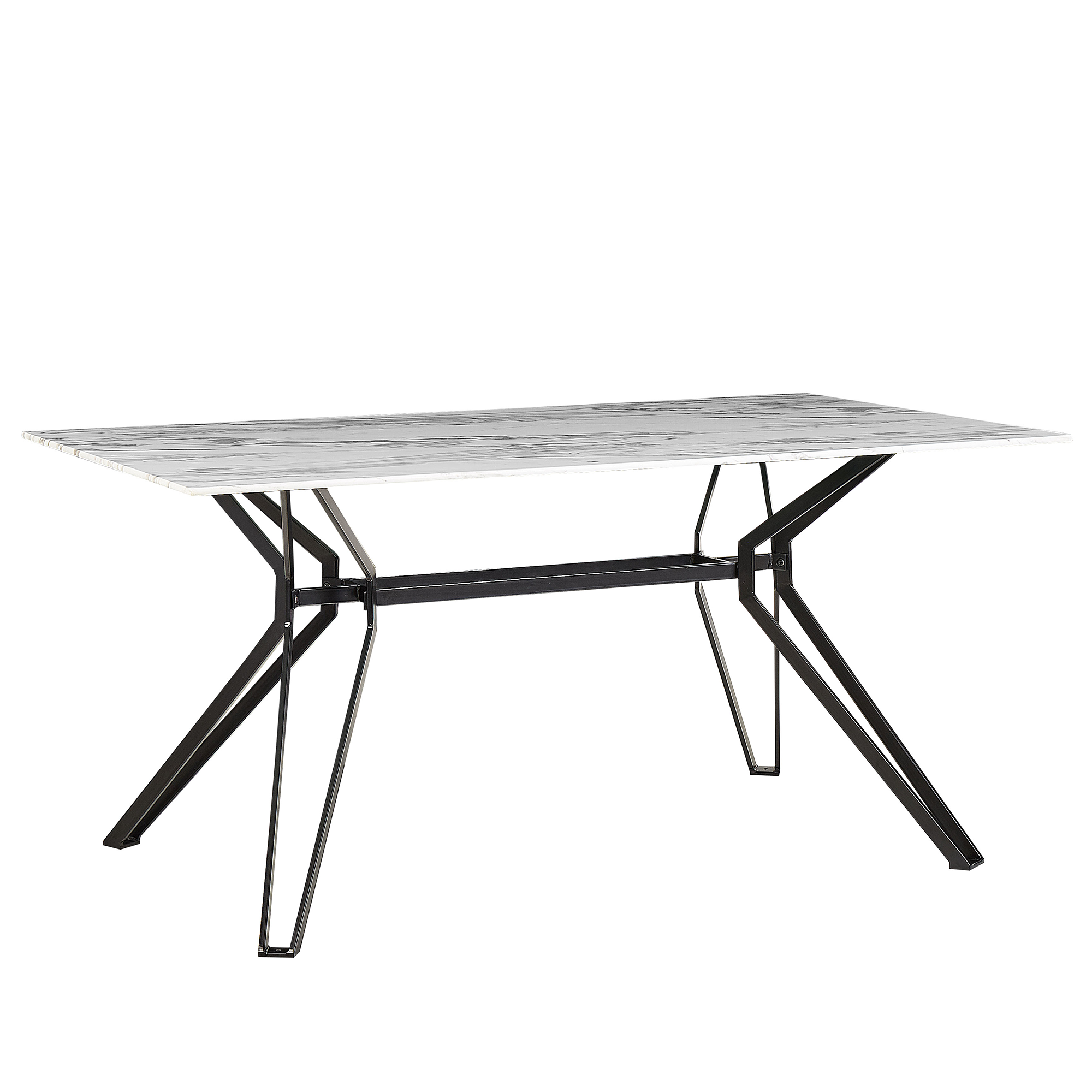 Eettafel glas wit/zwart marmerlook 160 x 90 cm BALLINA
