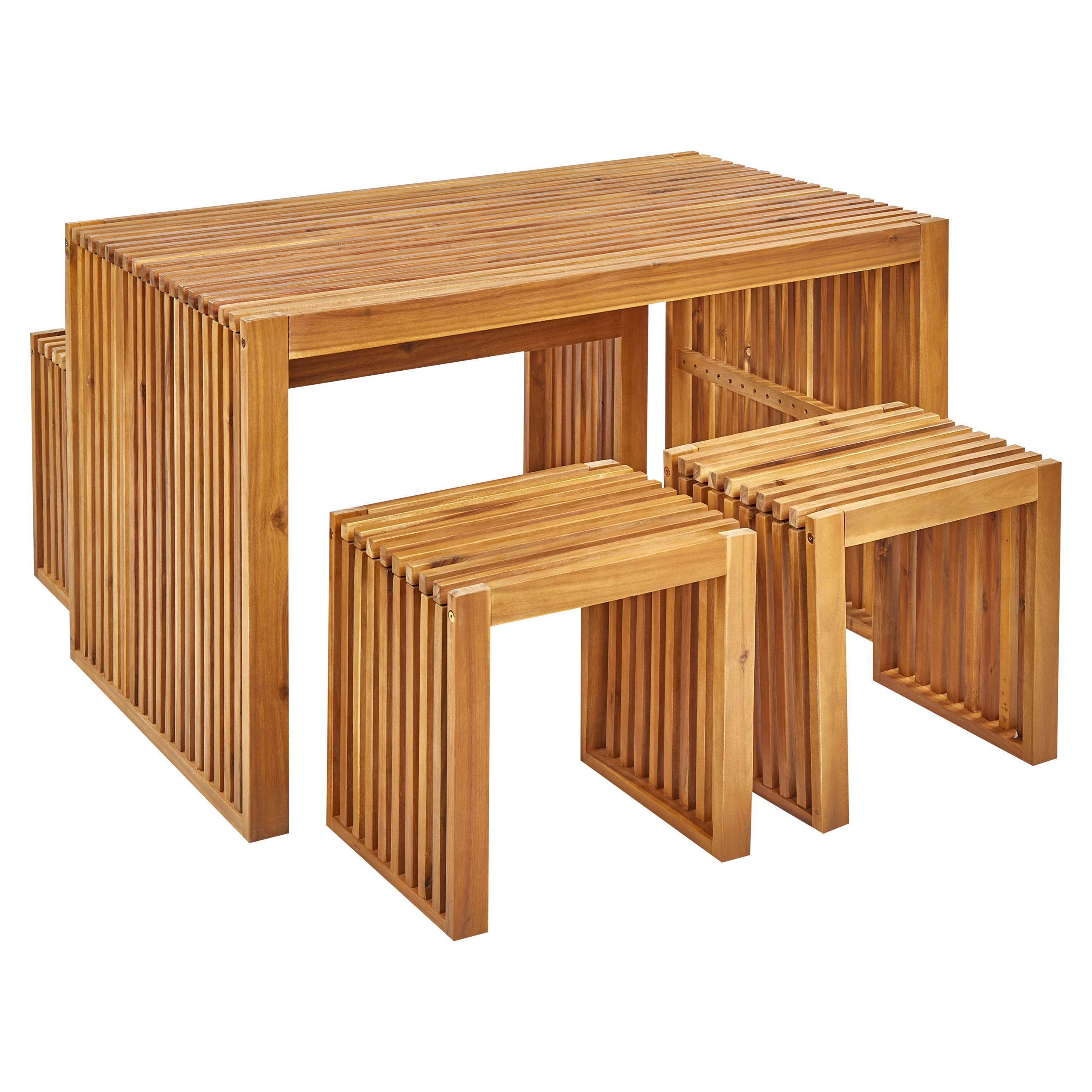 Tuintafelset Massief hout Lichte houtkleur BELLANO