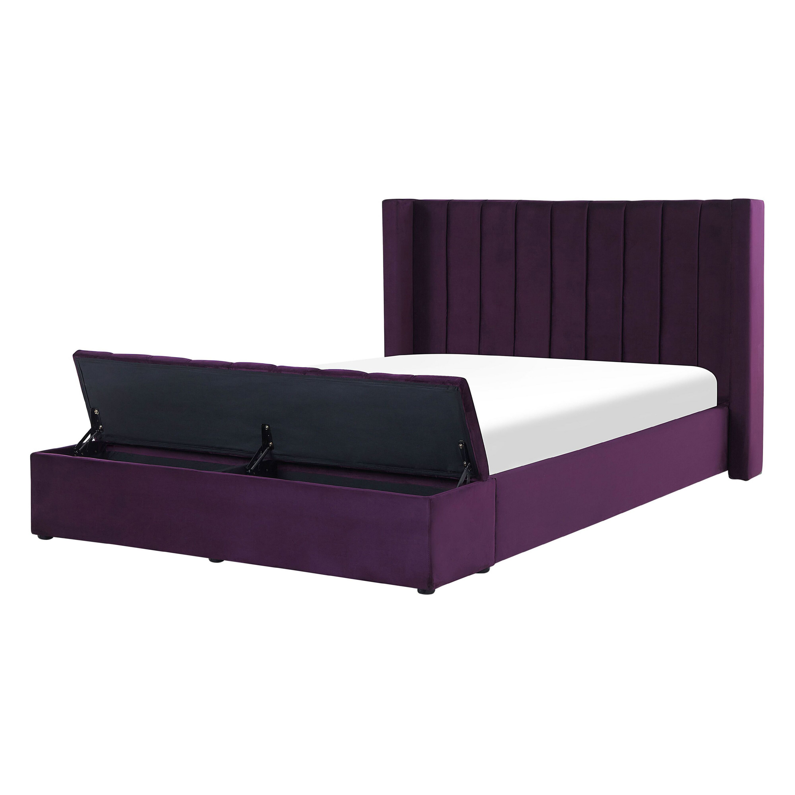 Bed met opbergruimte fluweel paars 140 x 200 cm NOYERS