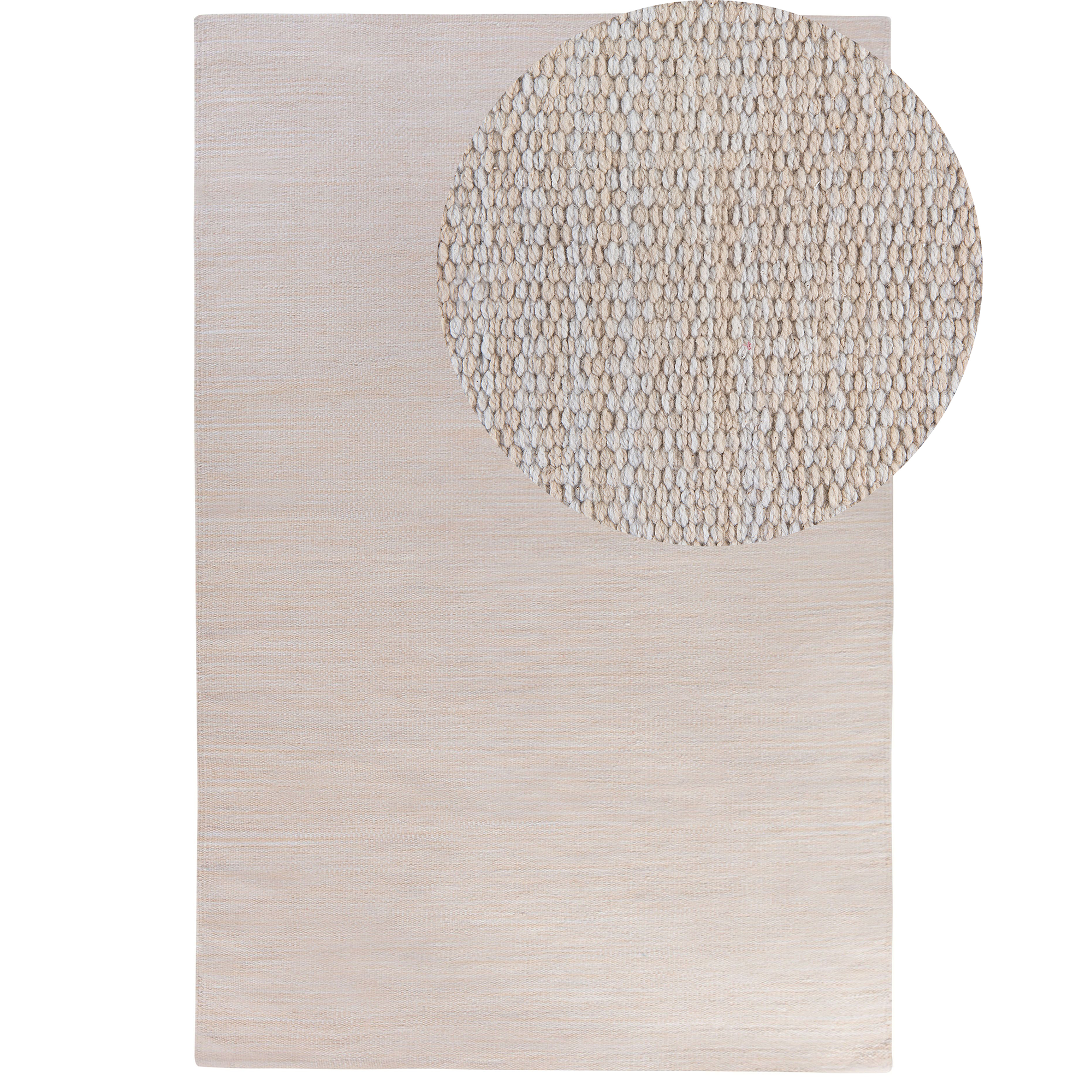 Image of Tappeto Beige Cotone 140 x 200 cm Rettangolare Intrecciato a Mano Moderno Minimalista