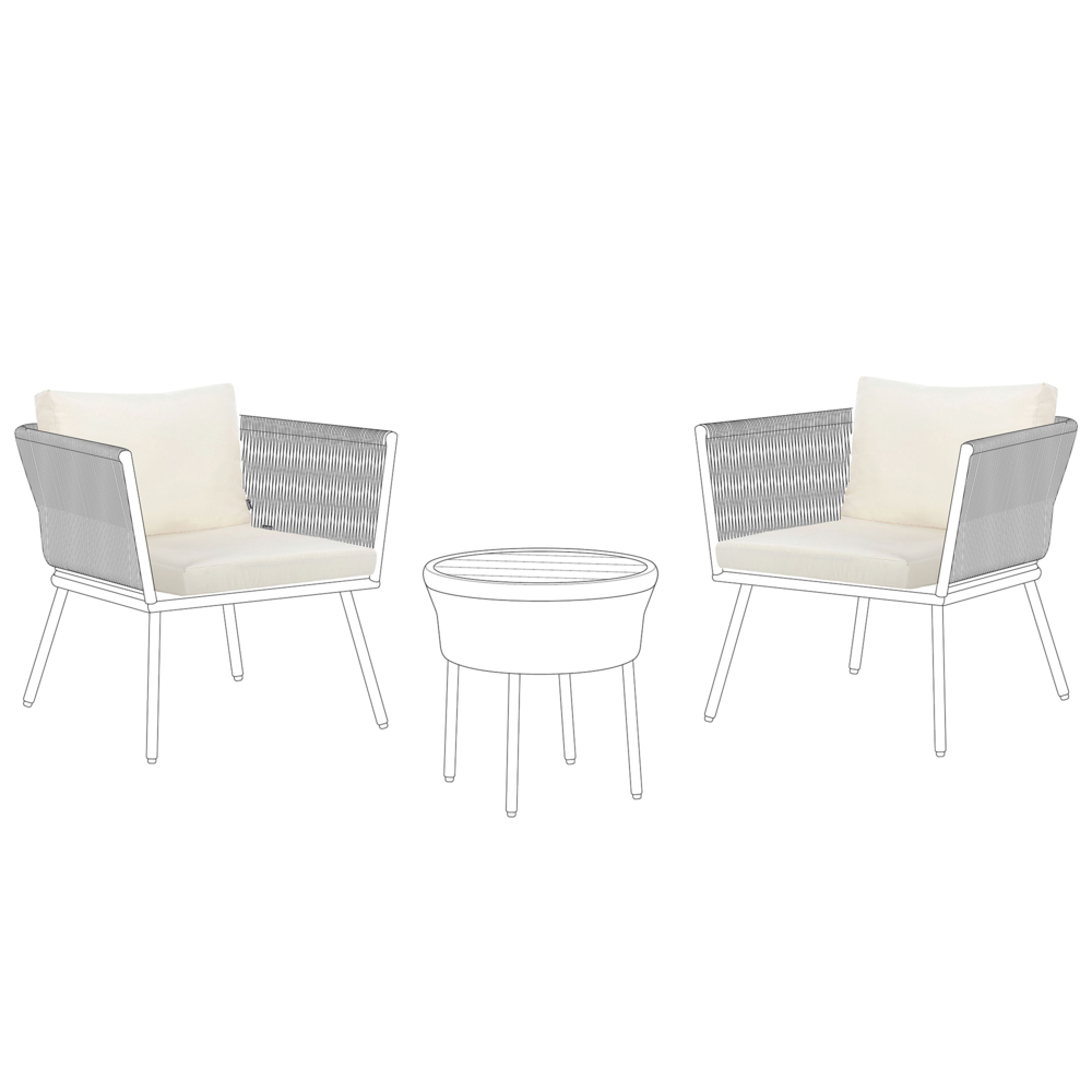 Image of Set di copricuscini per esterni per seduta e schienale beige chiaro UV Resistente stile minimalista