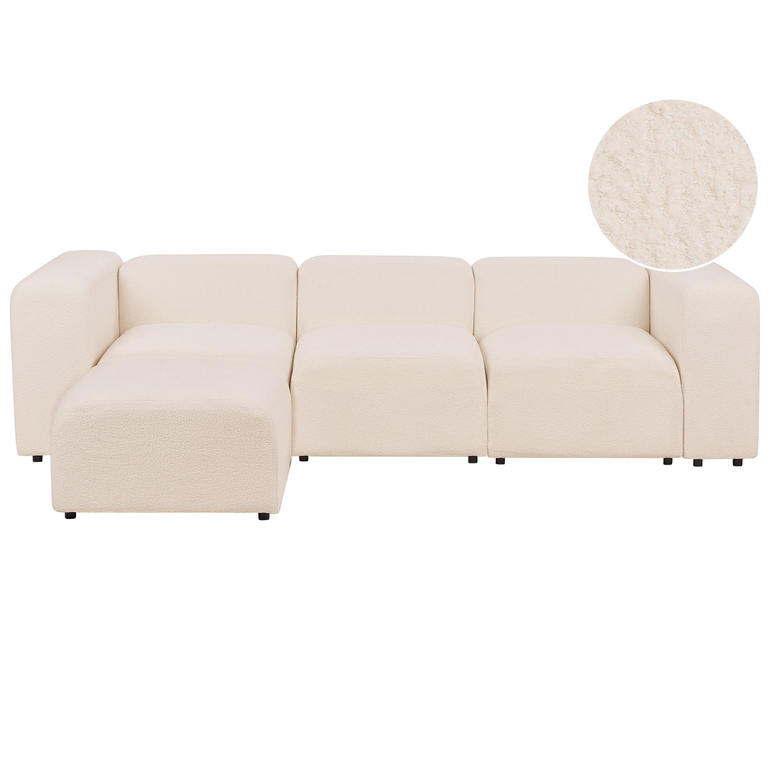 Modulaire driezitsbank met ottomaan bouclé beige FALSTERBO