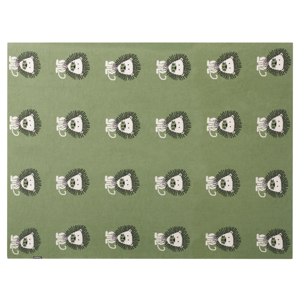 Image of Coperta per bambini in cotone verde 130 x 180 cm Coperta per il letto Accogliente motivo leone Camera da letto Camera dei bambini Design moderno