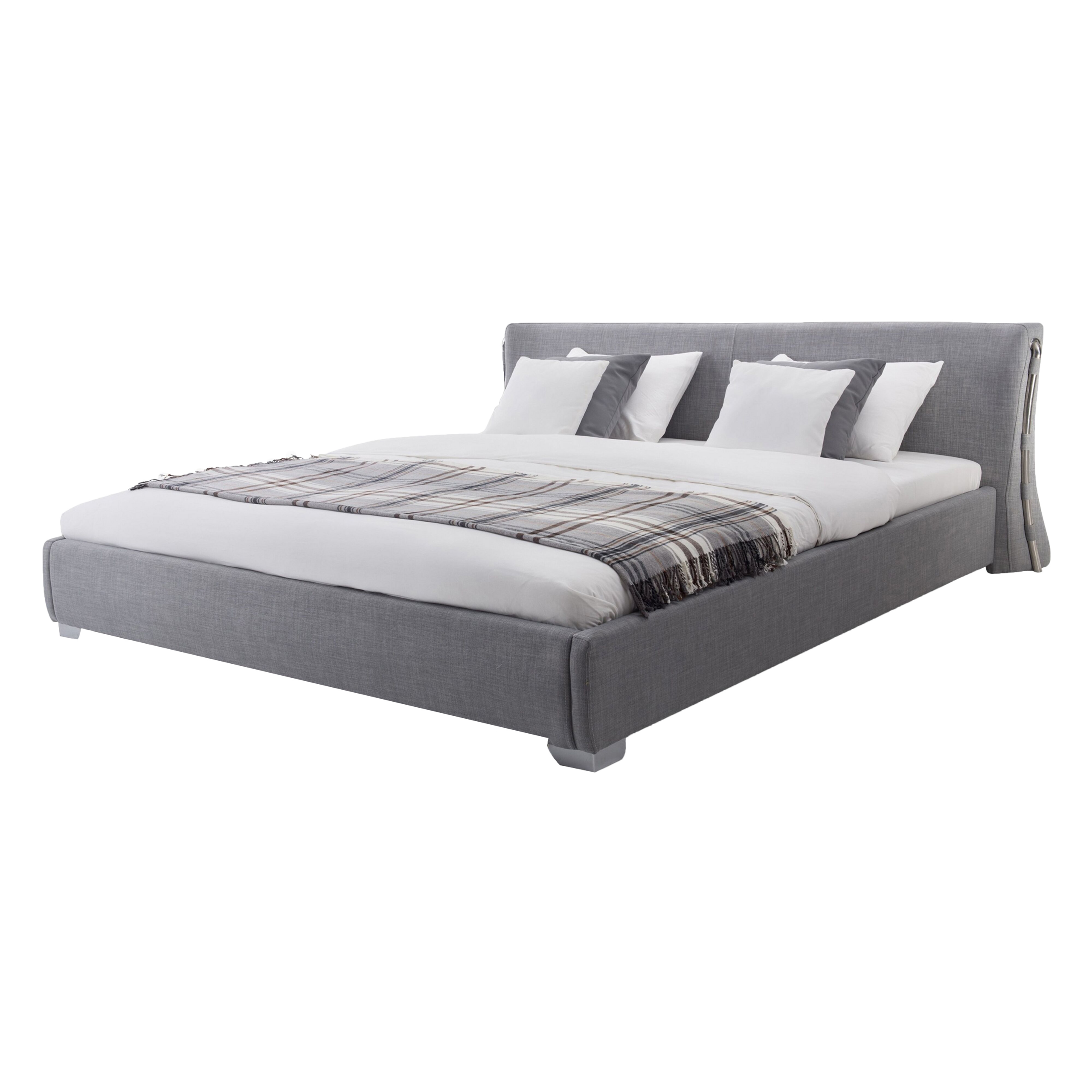Bed stof grijs 140 x 200 cm PARIS