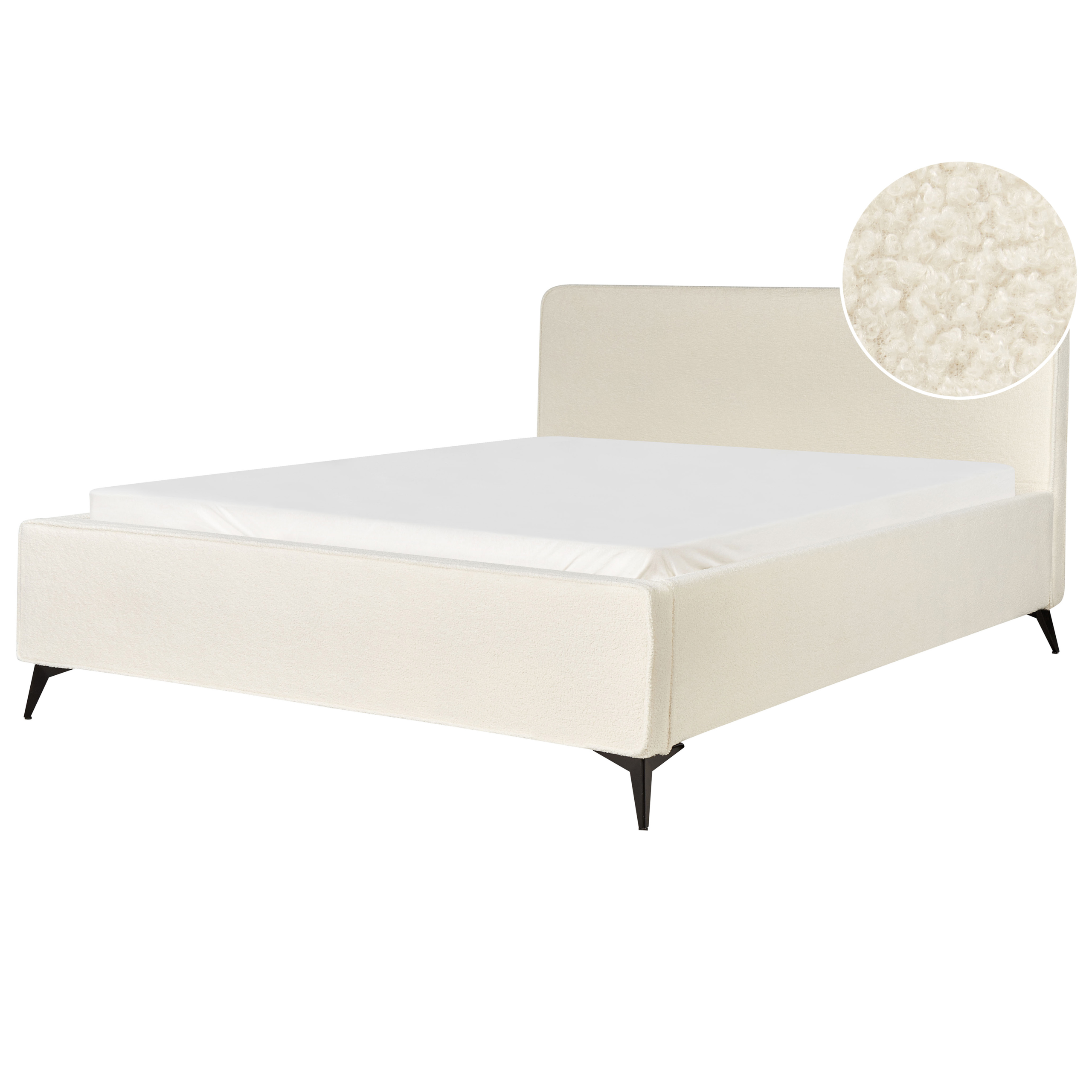 Bed bouclé crème 180 x 200 cm VALOGNES