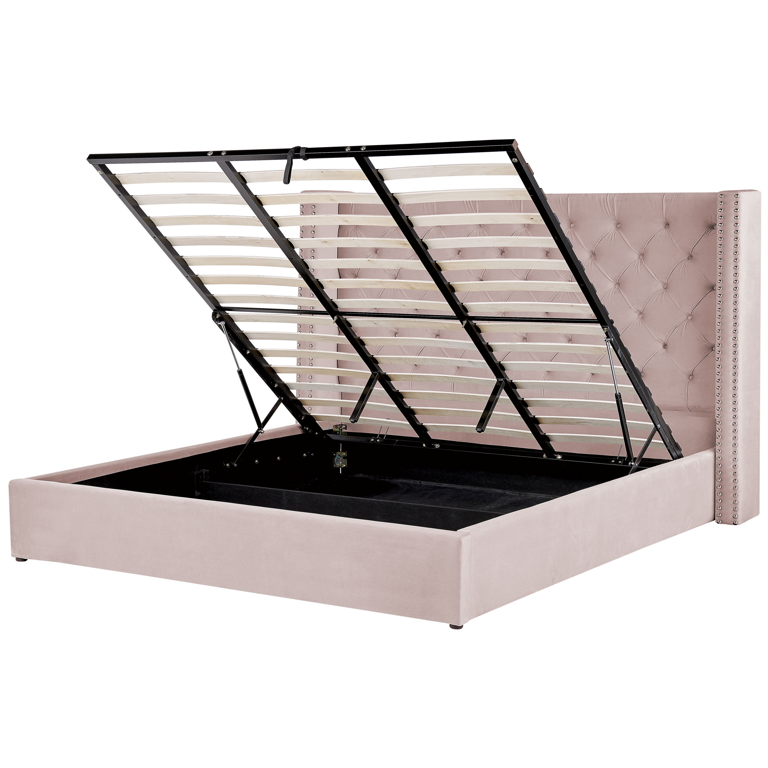 Bed met opbergruimte fluweel roze 180 x 200 LUBBON