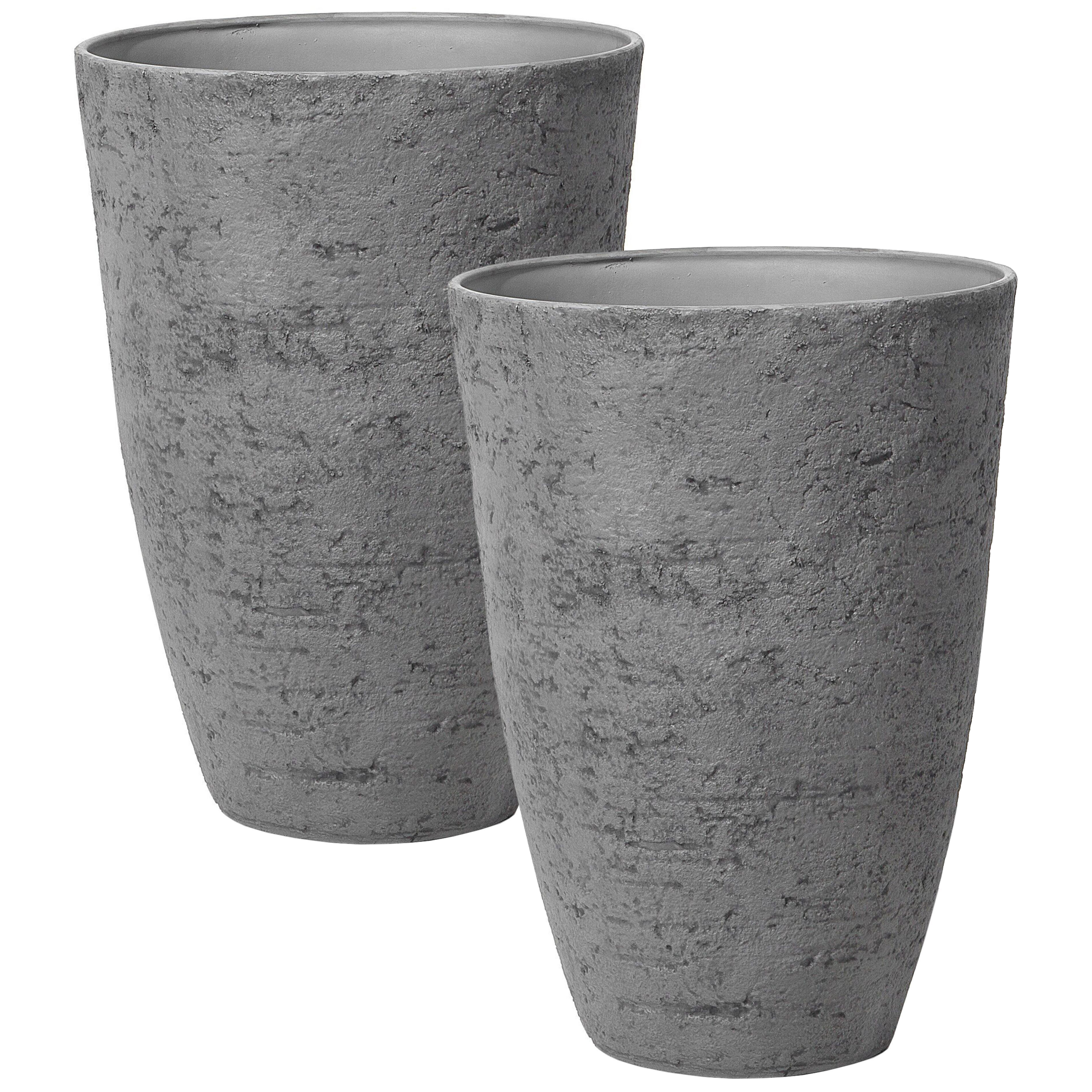 Bloempot set van 2 grijs 51x51x71 cm CAMIA