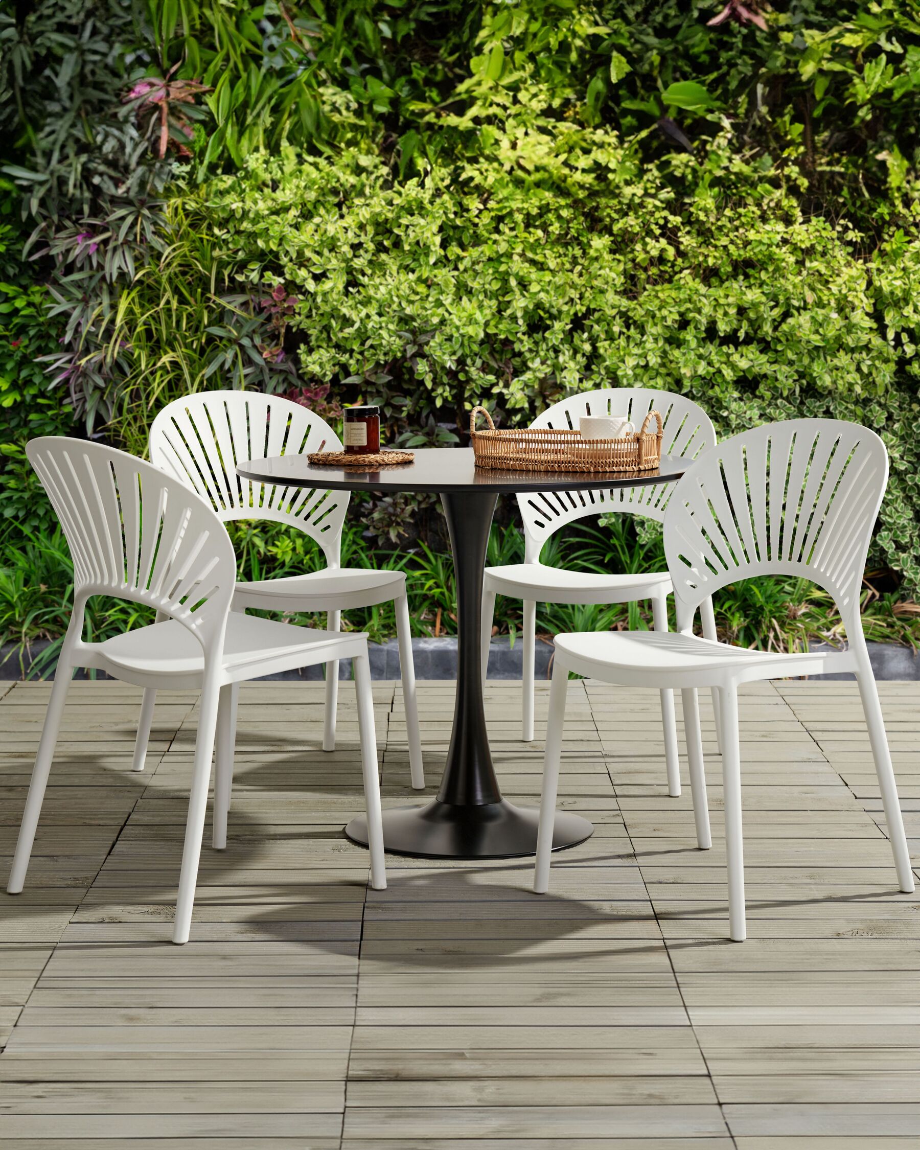 Set di 4 sedie da giardino in plastica verde salvia Riga | Maisons du Monde