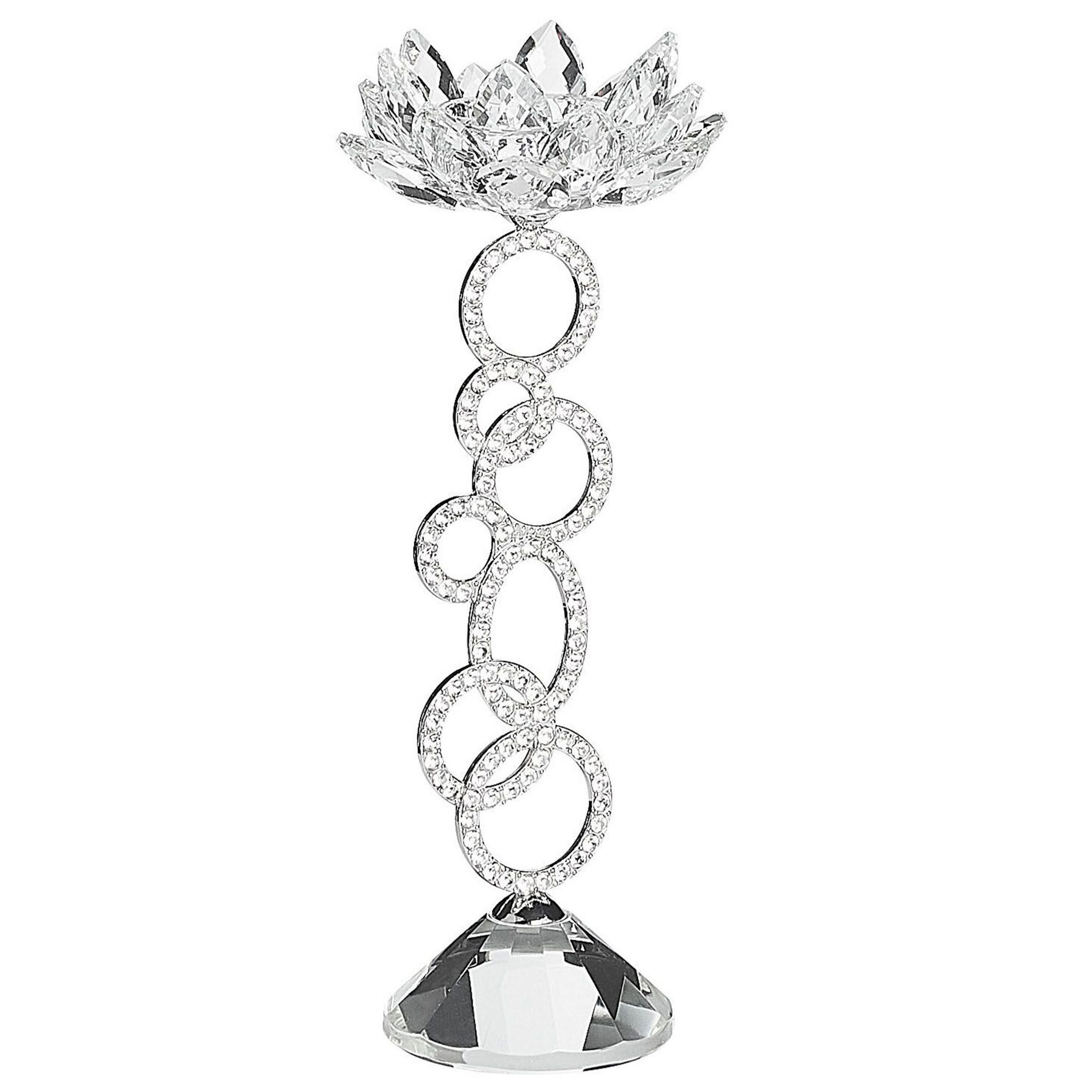 Kandelaar glas zilver 25 cm OVIEDO