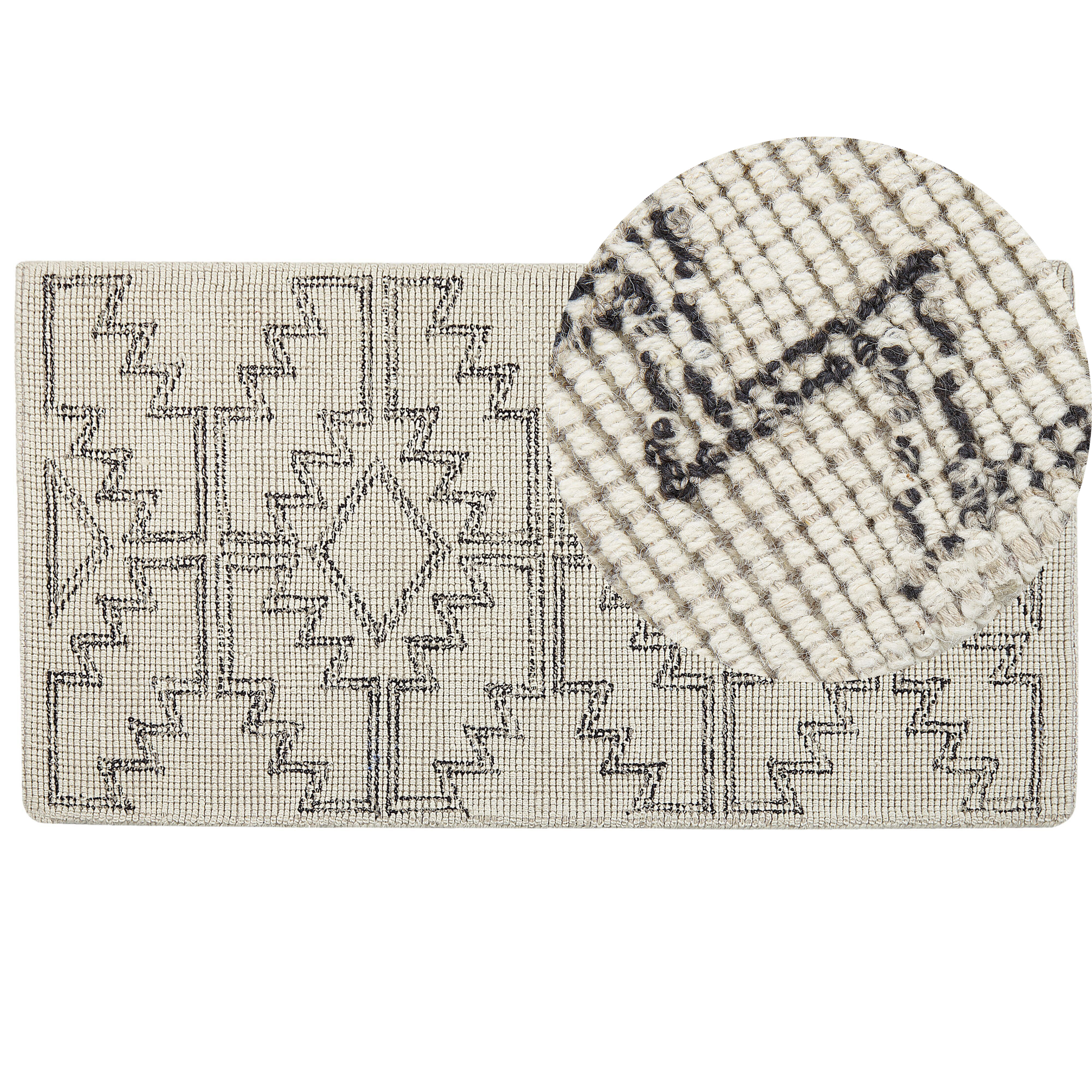 Vloerkleed wol beige/zwart 80 x 150 cm URLA