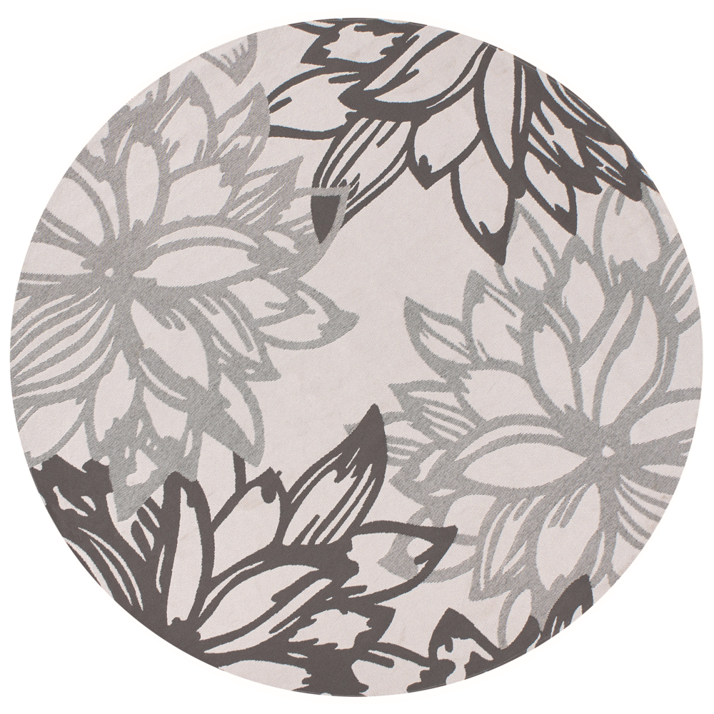Tappeto rotondo moderno per interni e per esterni con motivo floreale 160 cm Grigio moderno balcone patio