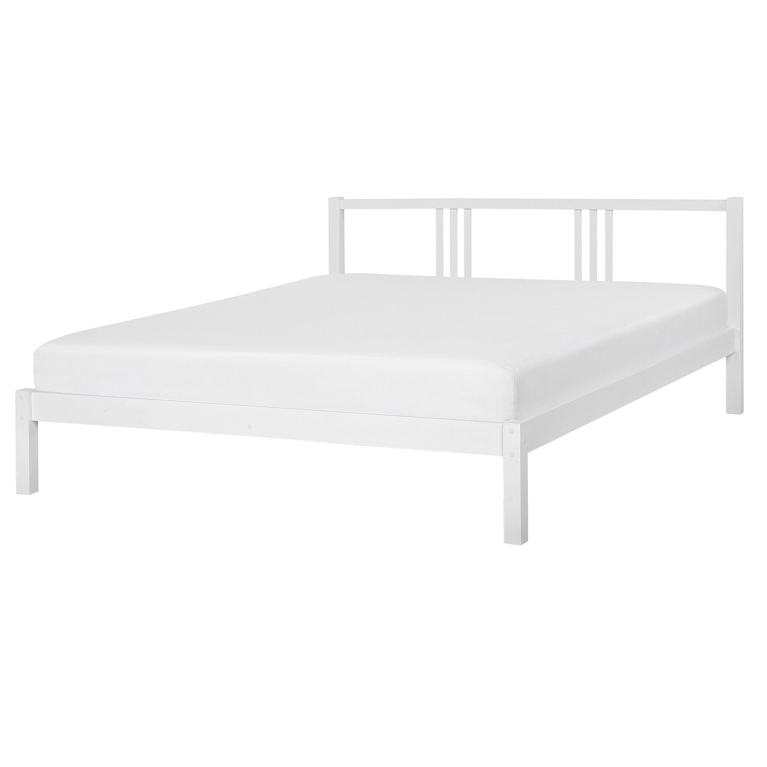 Beliani - Cama de casal em madeira branca 160 x 200 cm VANNES