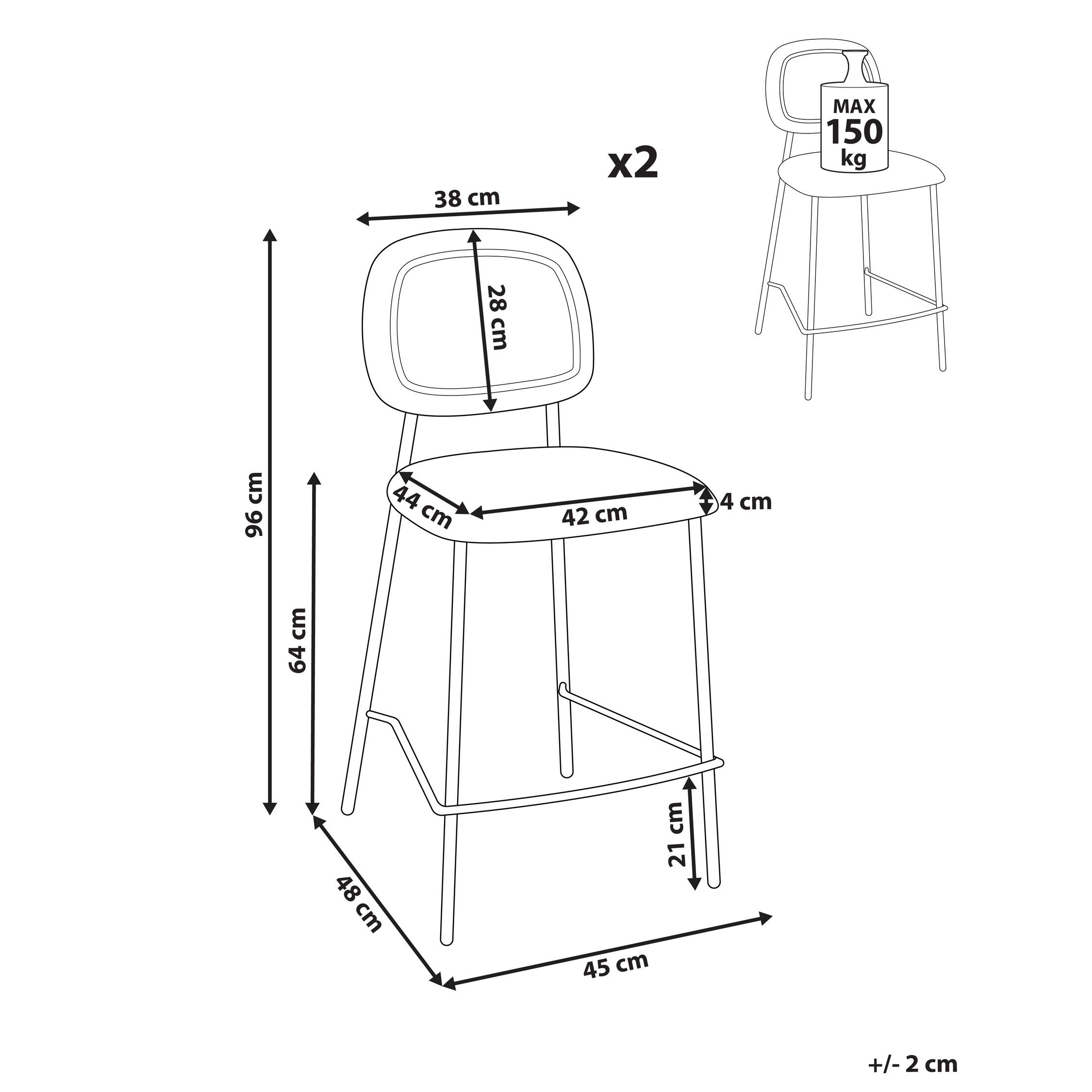 Set de 2 scaune de bar DUETTE Catifea Maro auriu [3]