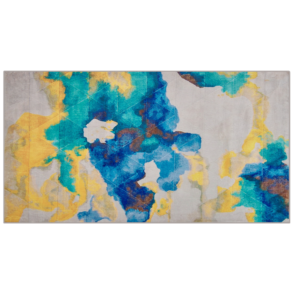 Image of Tappeto per tappetino Moquette Tessuto in poliestere Multicolore Motivo astratto Effetto vernice Fondo rivestito in gomma 80 x 150 cm