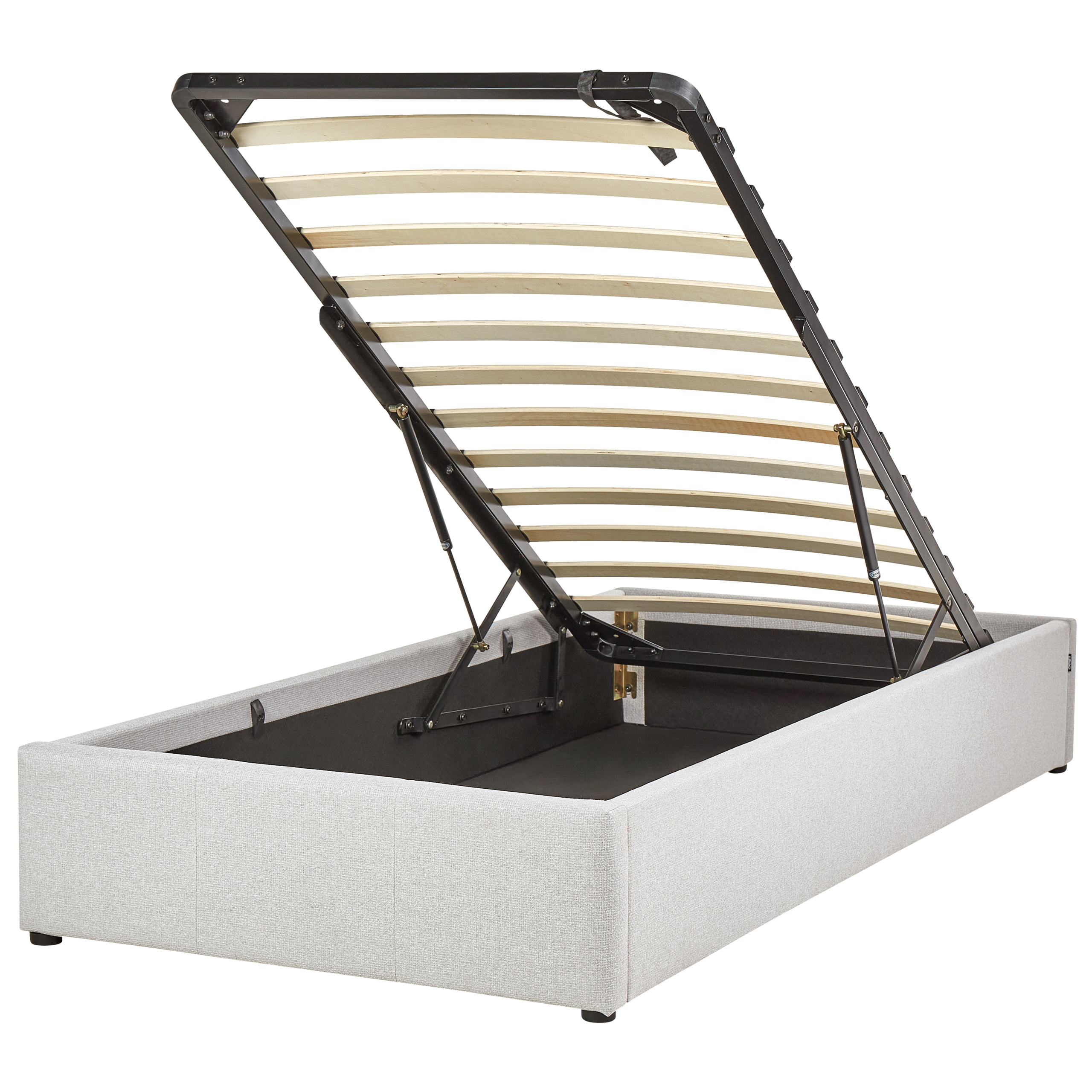 Bed met opbergruimte stof lichtgrijs 90 x 200 cm DINAN