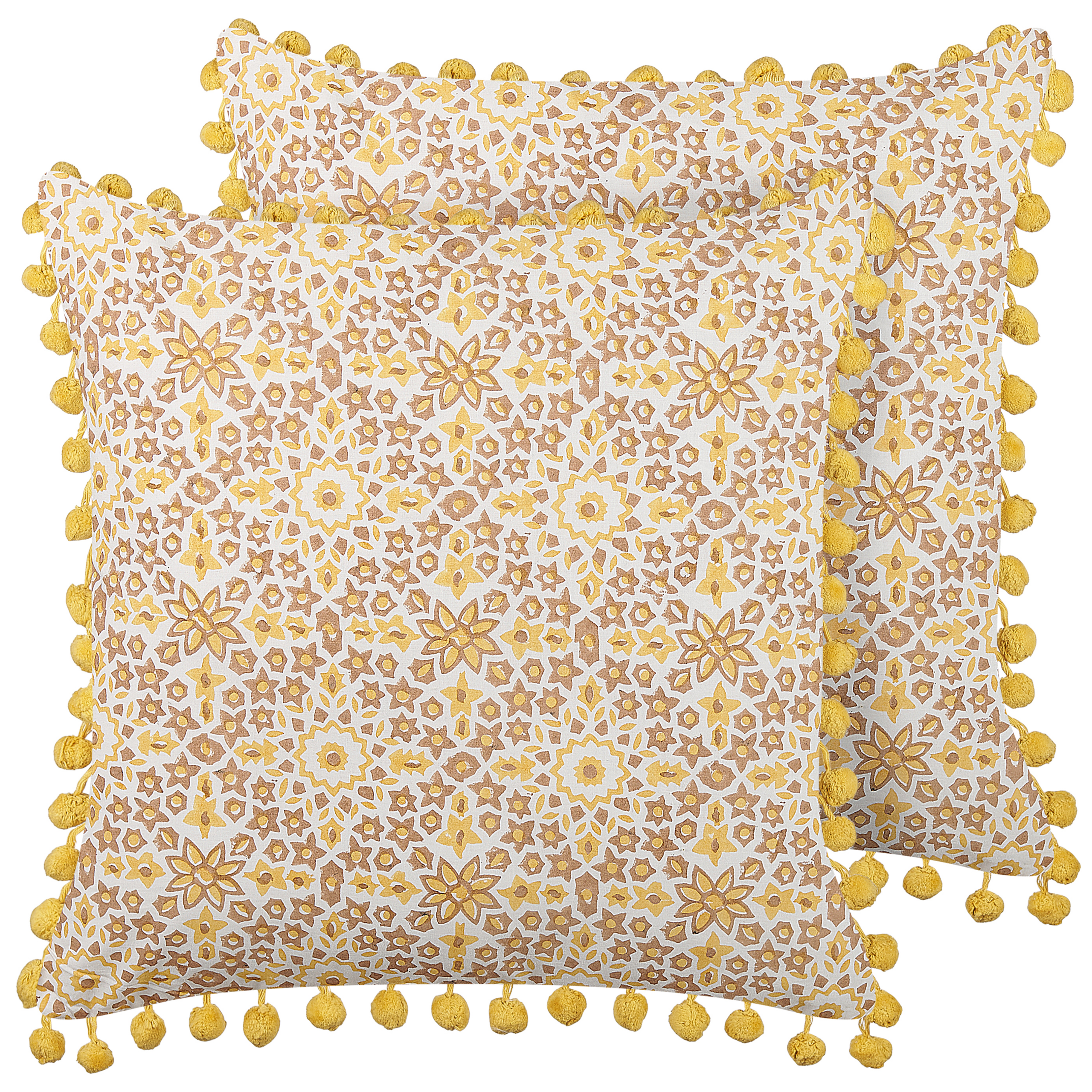 Set van 2 kussens Blokprint Katoen Geel LYCROIS 45 x 45 cm