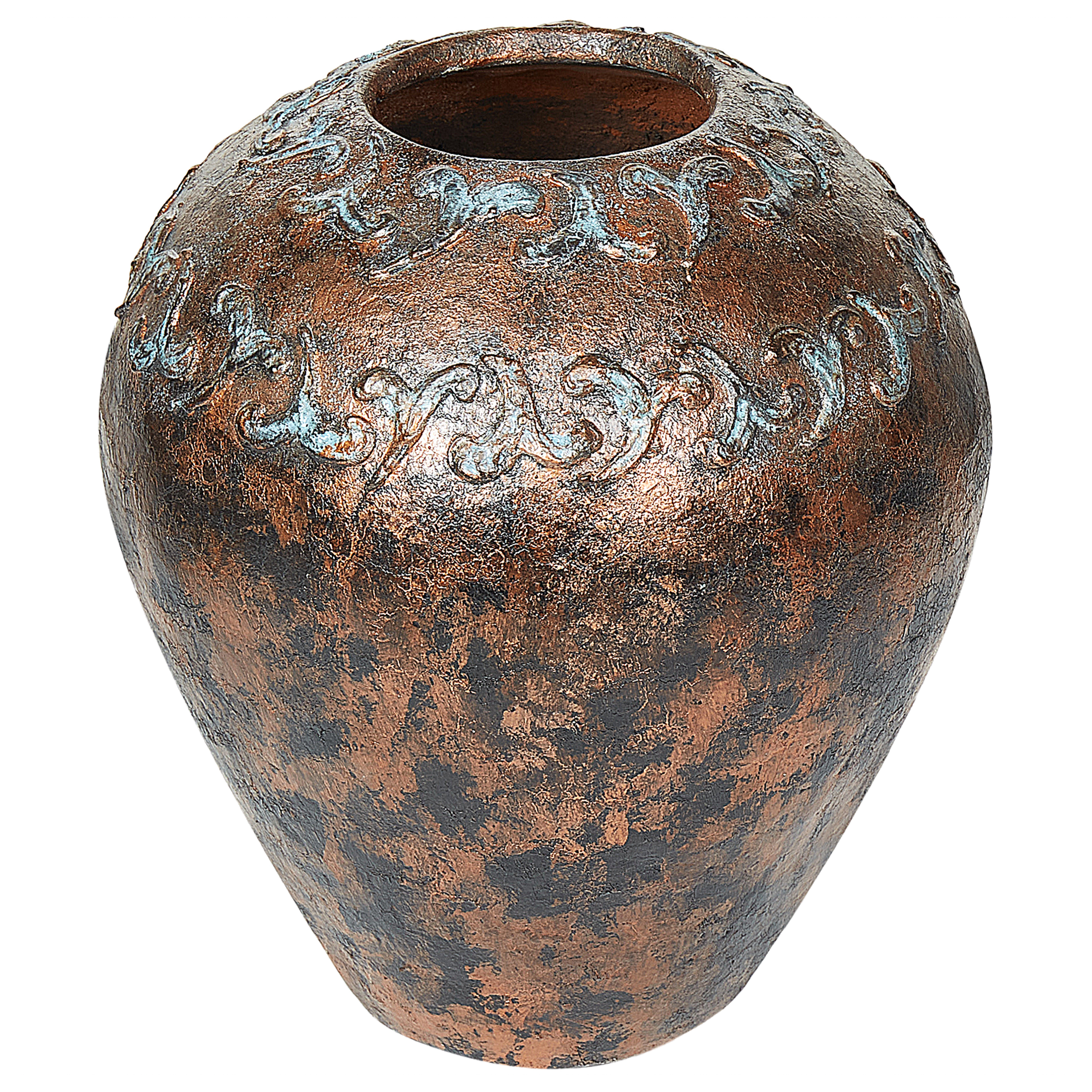 Terracotta Decovaas 30 cm Koper Blauw NIDA