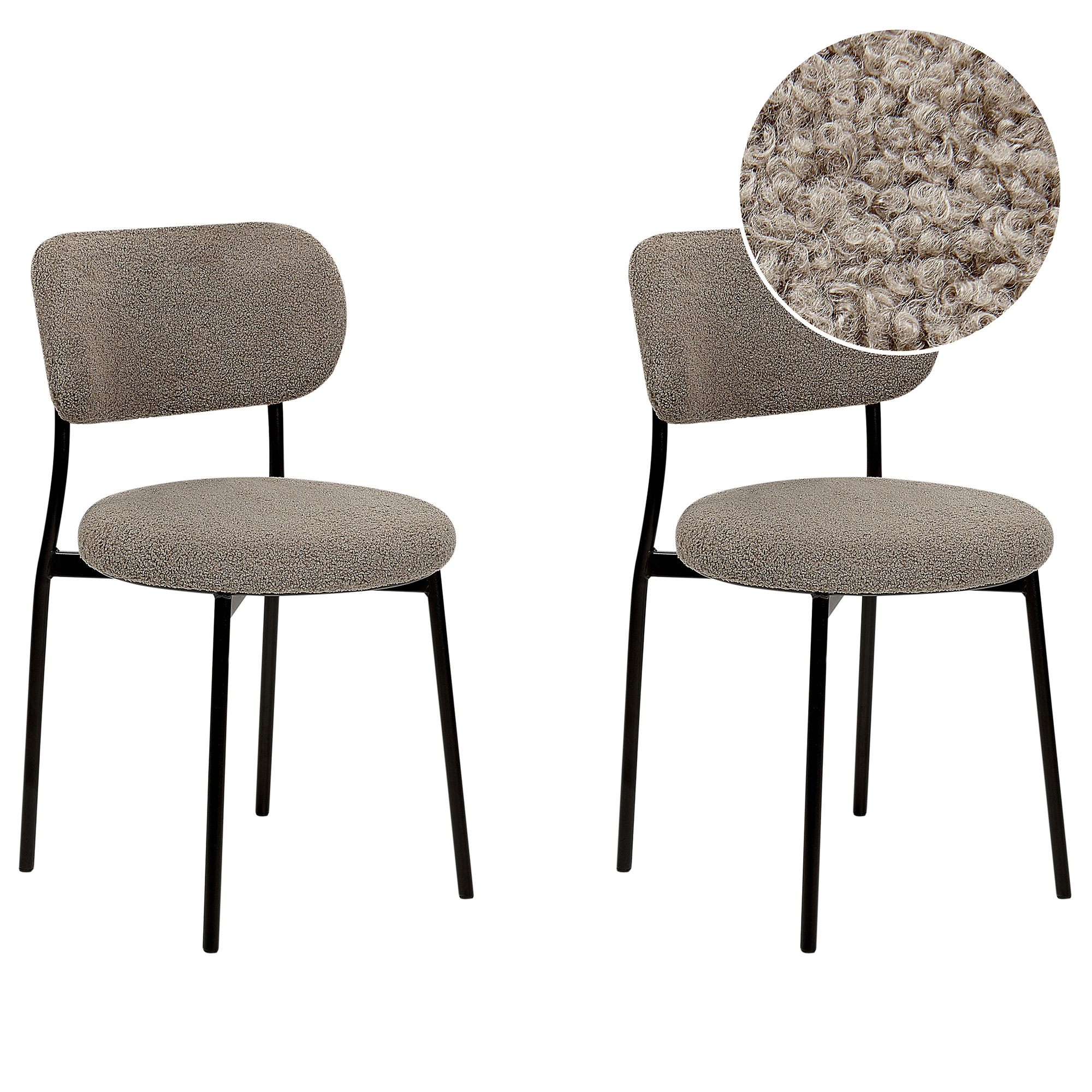 Eetkamerstoel Set van 2 Bouclé Taupe CASEY