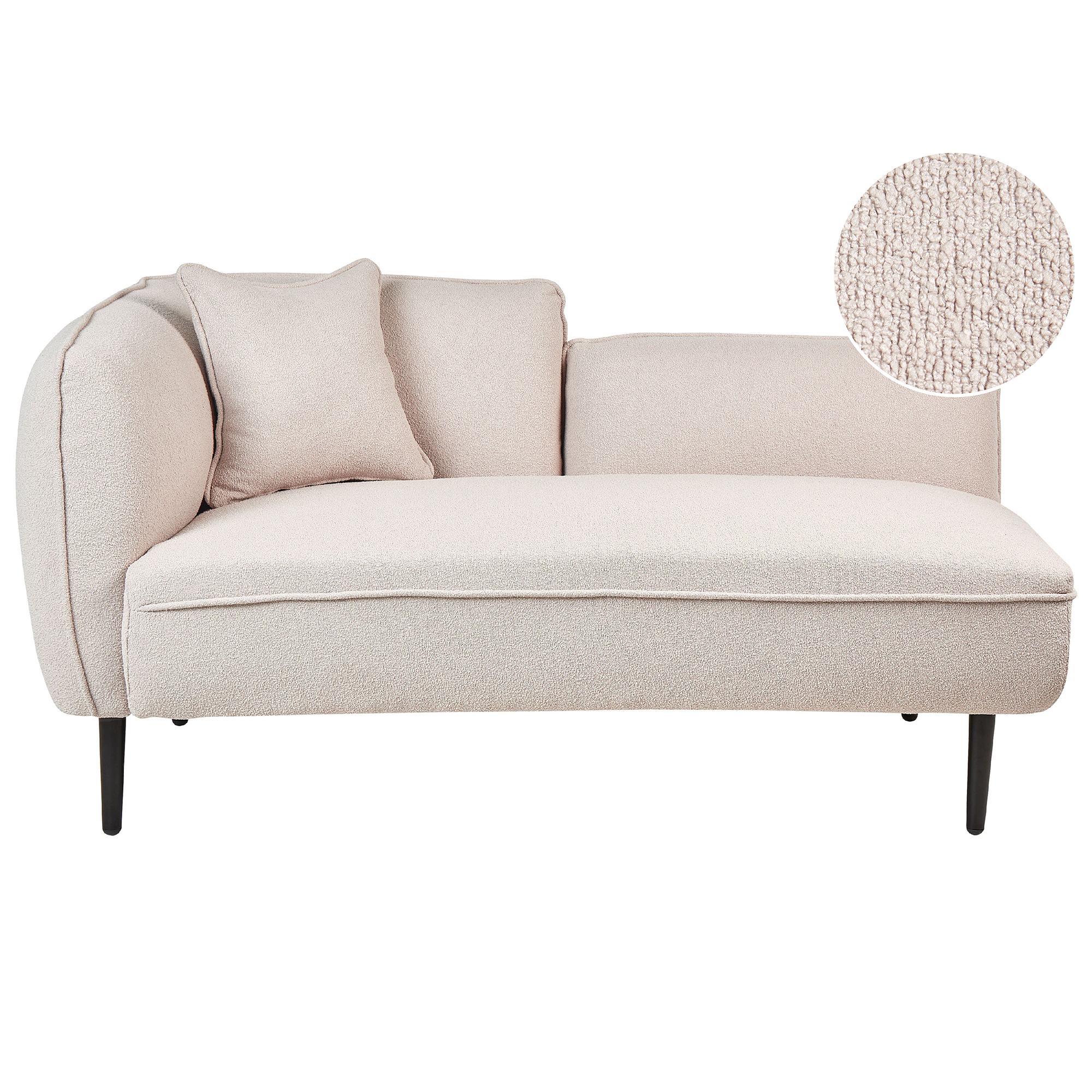 Chaise longue linkszijdig bouclé lichtbeige CHEVANNES