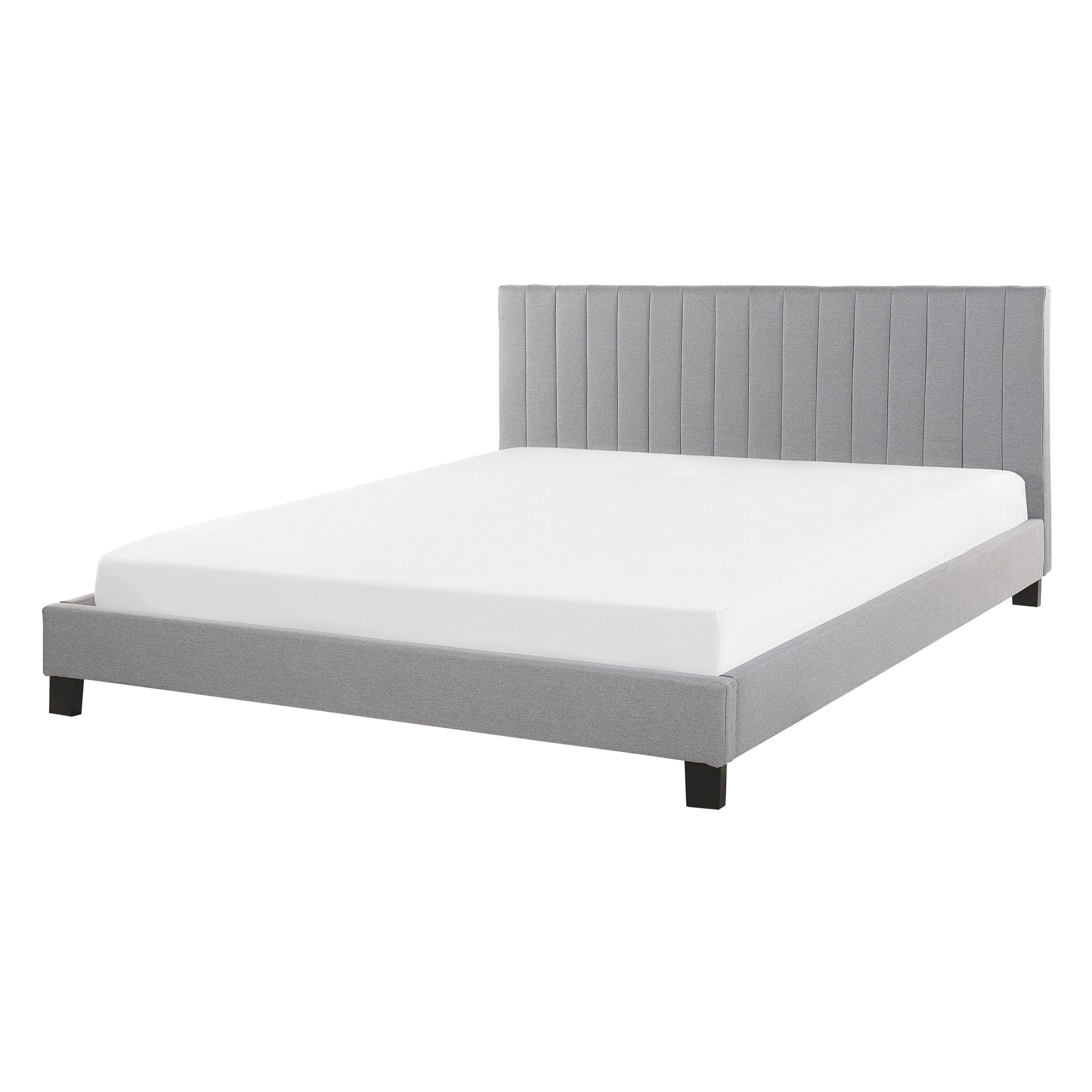 Beliani - Cama de casal em tecido cinzento claro 140 x 200 cm POITIERS