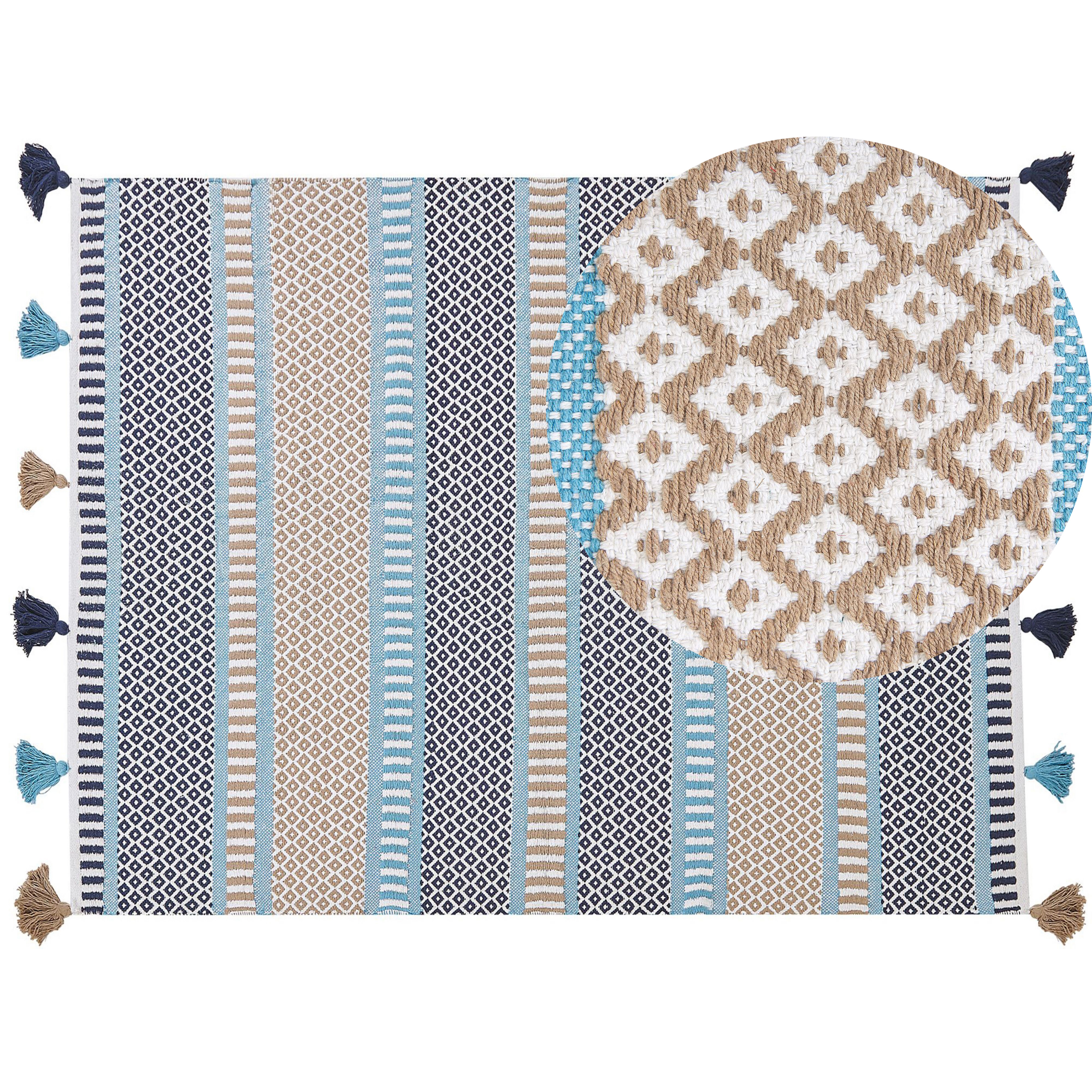 Vloerkleed katoen blauw/geel 160 x 230 cm MARMARA