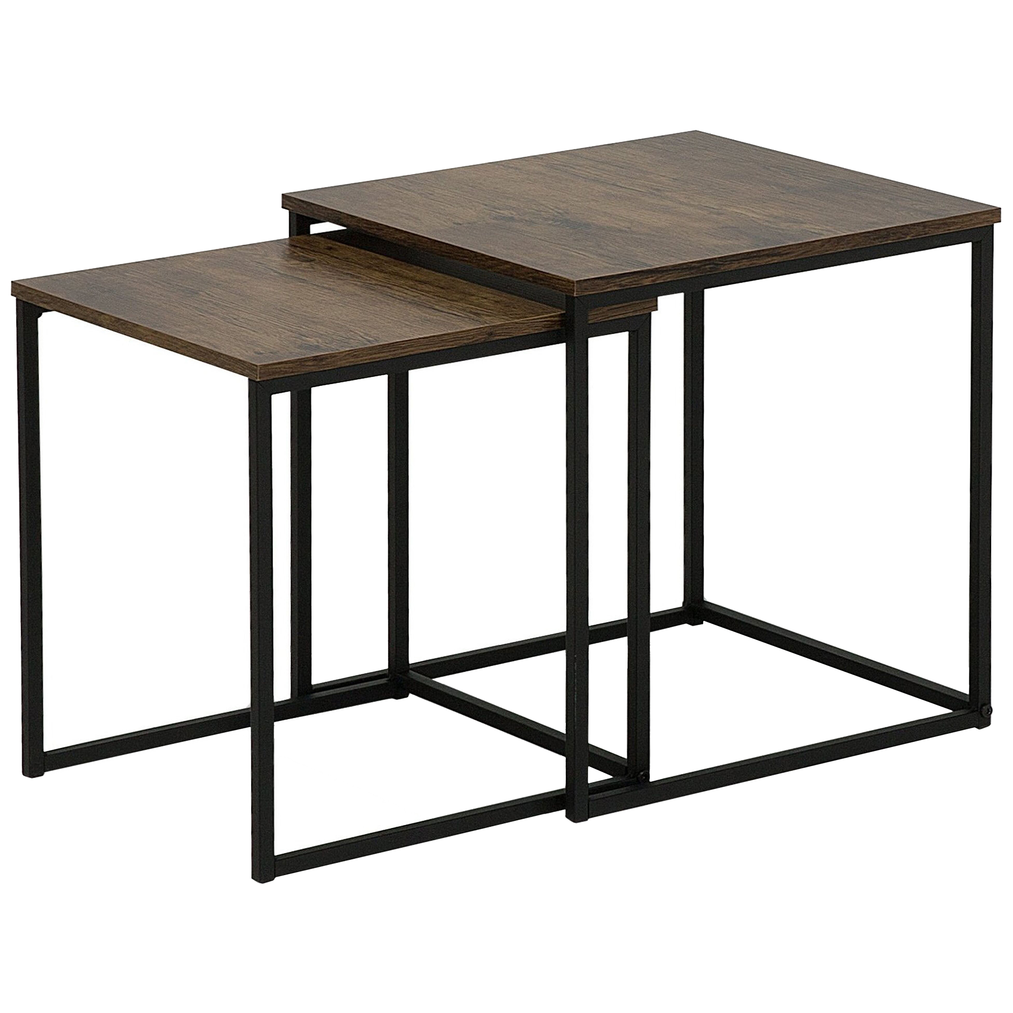 Bijzettafel set van 2 bruin/zwart DENNY