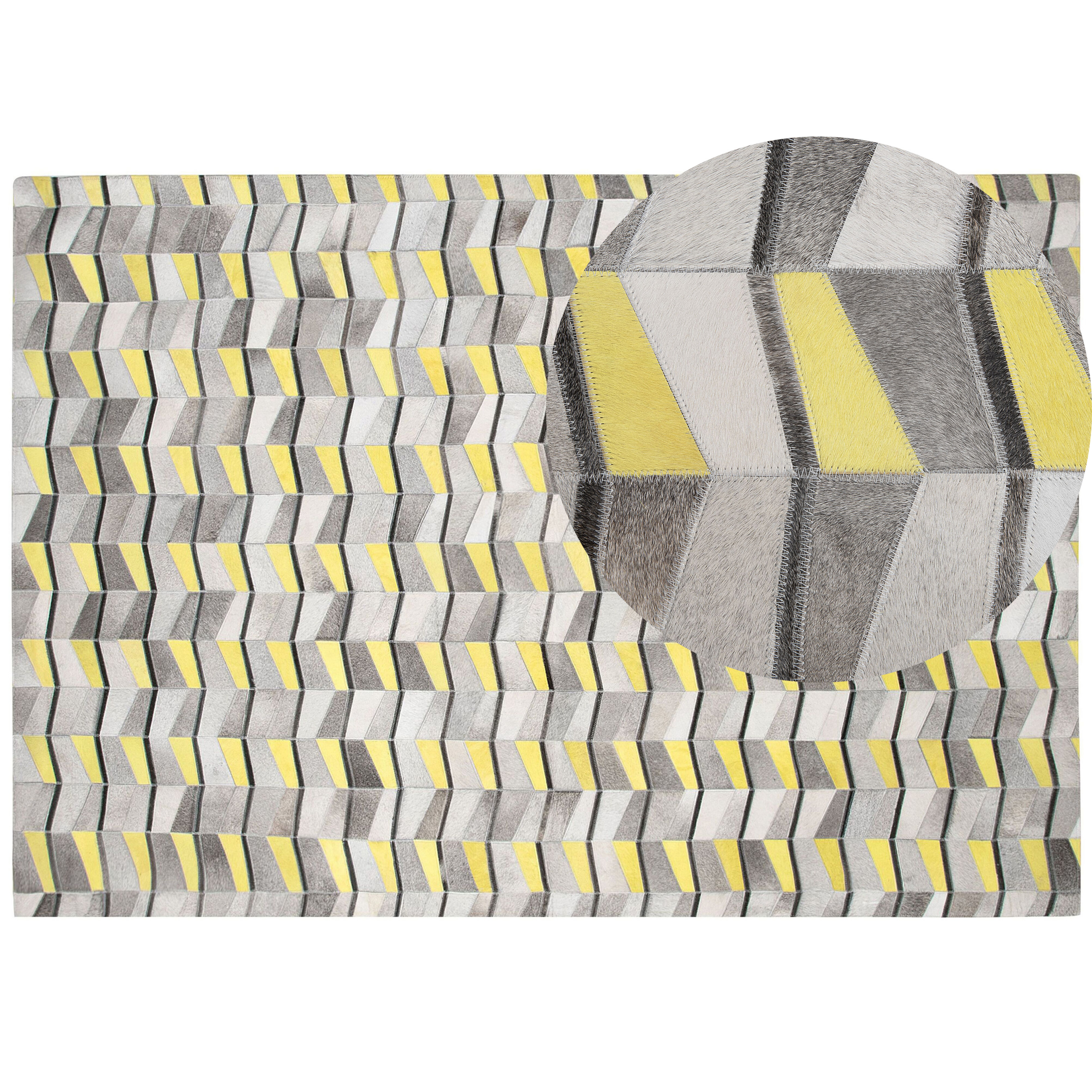 Vloerkleed patchwork grijs/geel 160 x 230 cm BELOREN