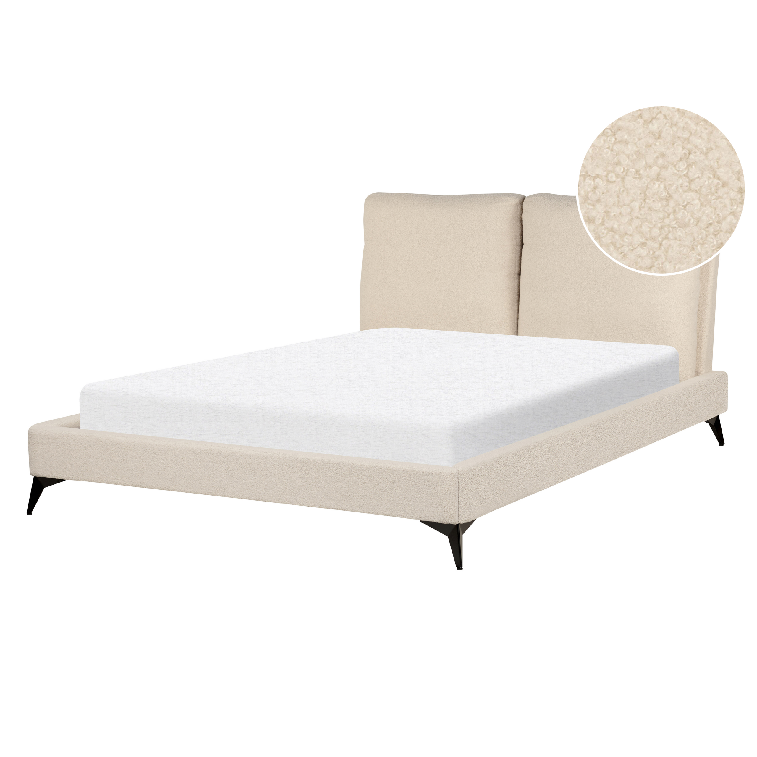 Bed bouclé beige 140 x 200 cm MELLE