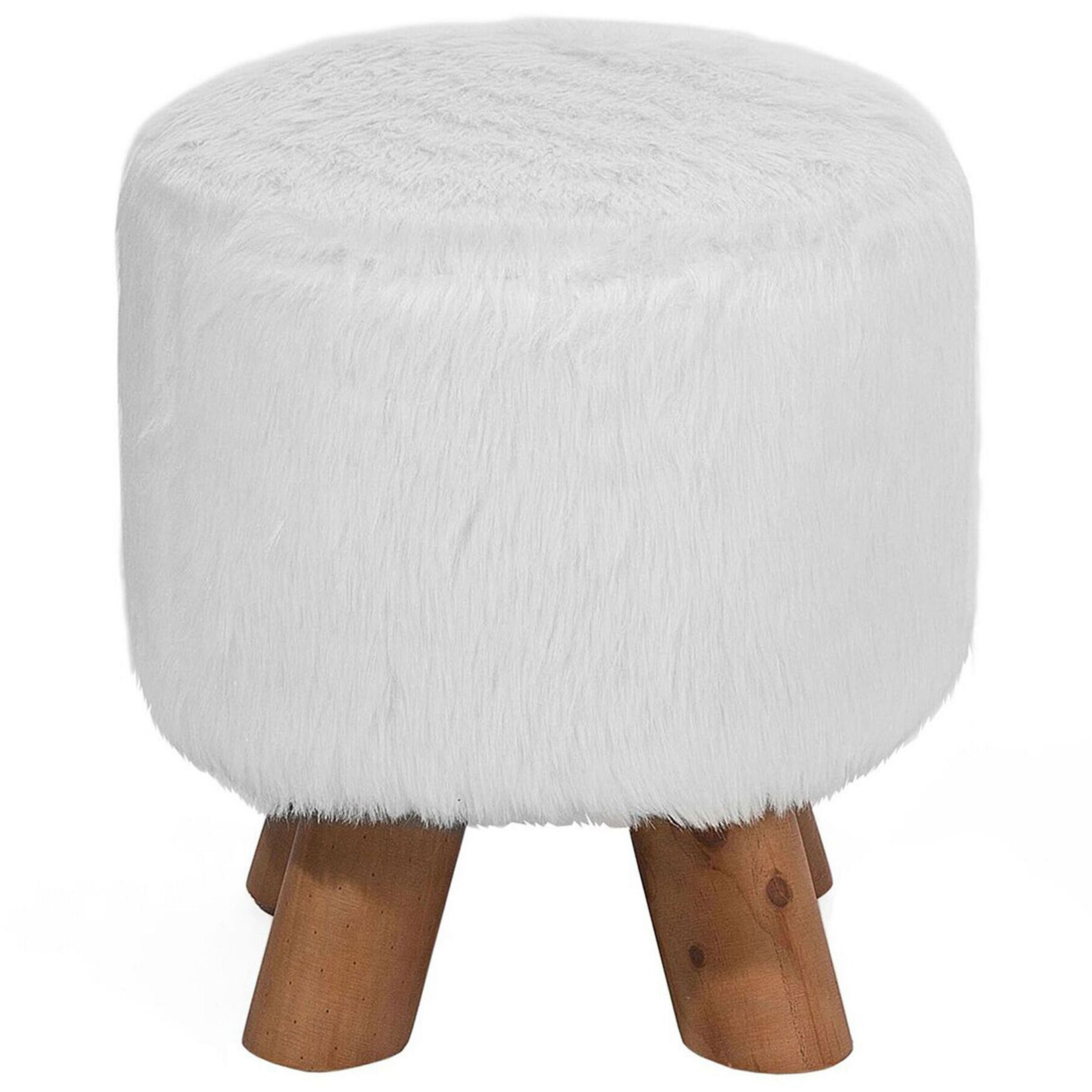 Hocker kunstbont wit IOWA