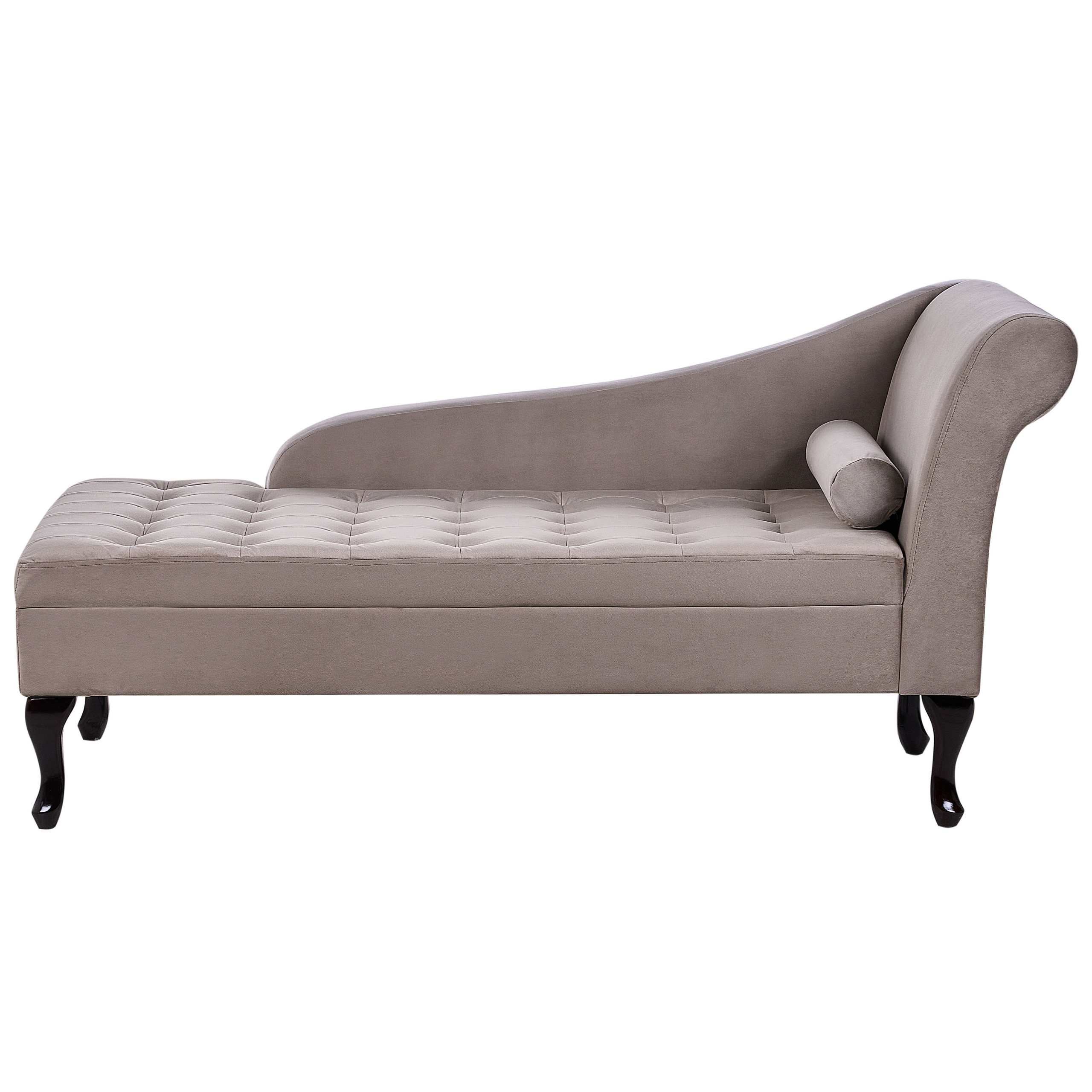 Chaise longue met opbergruimte fluweel taupe rechtszijdig PESSAC