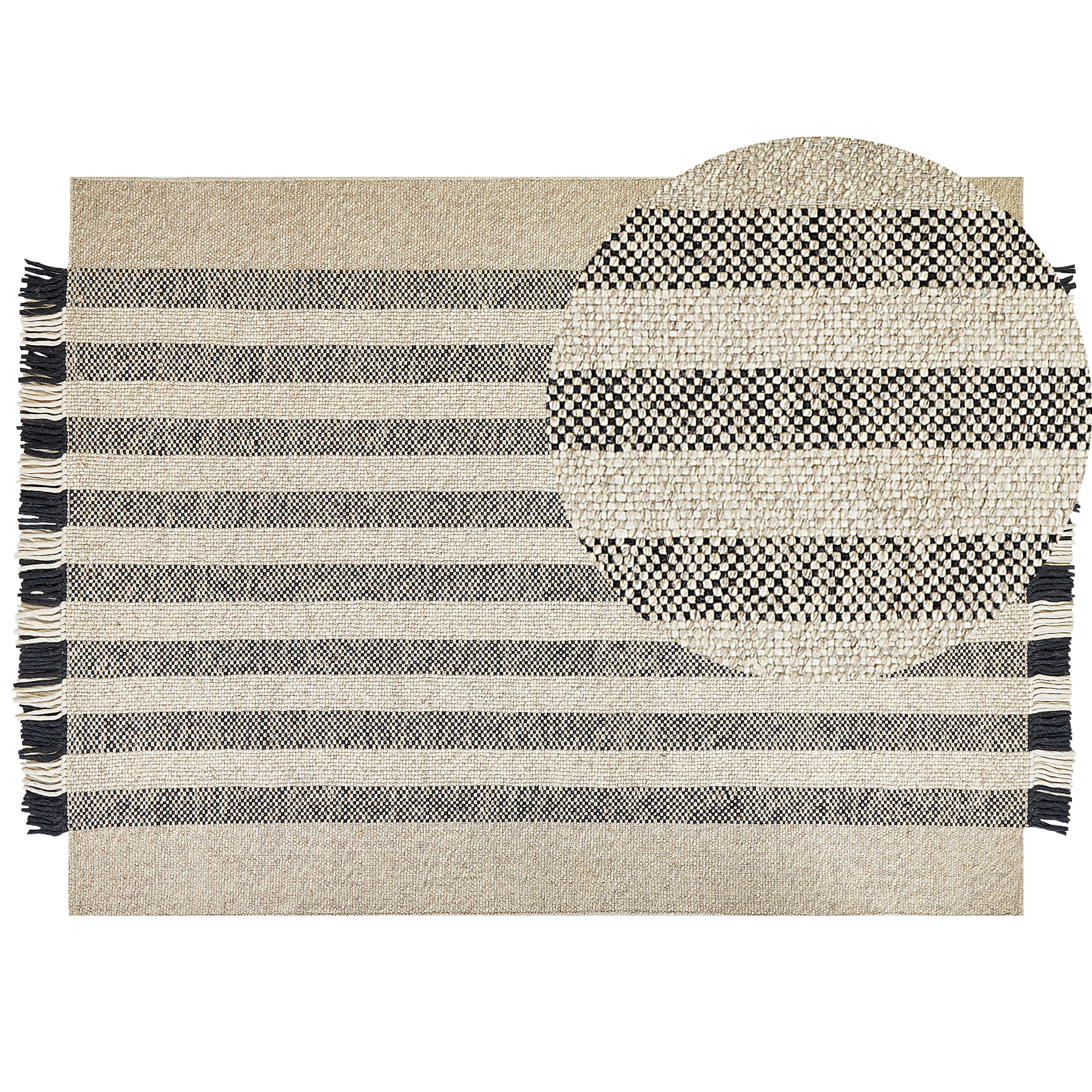 Vloerkleed wol off-white/zwart 160 x 230 cm TACETTIN