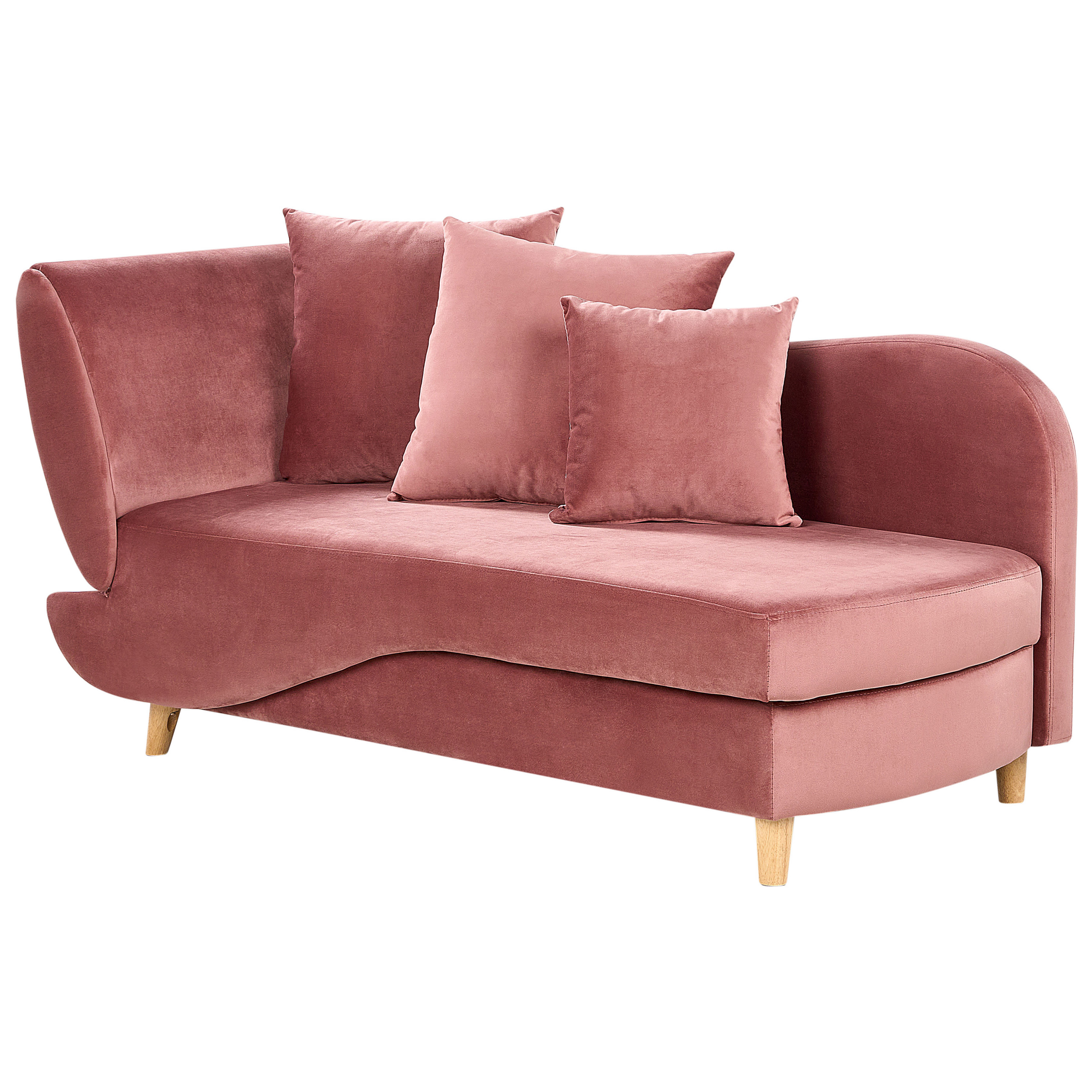 imagem de Chaise-longue à esquerda com arrumação em veludo rosa MERI II4