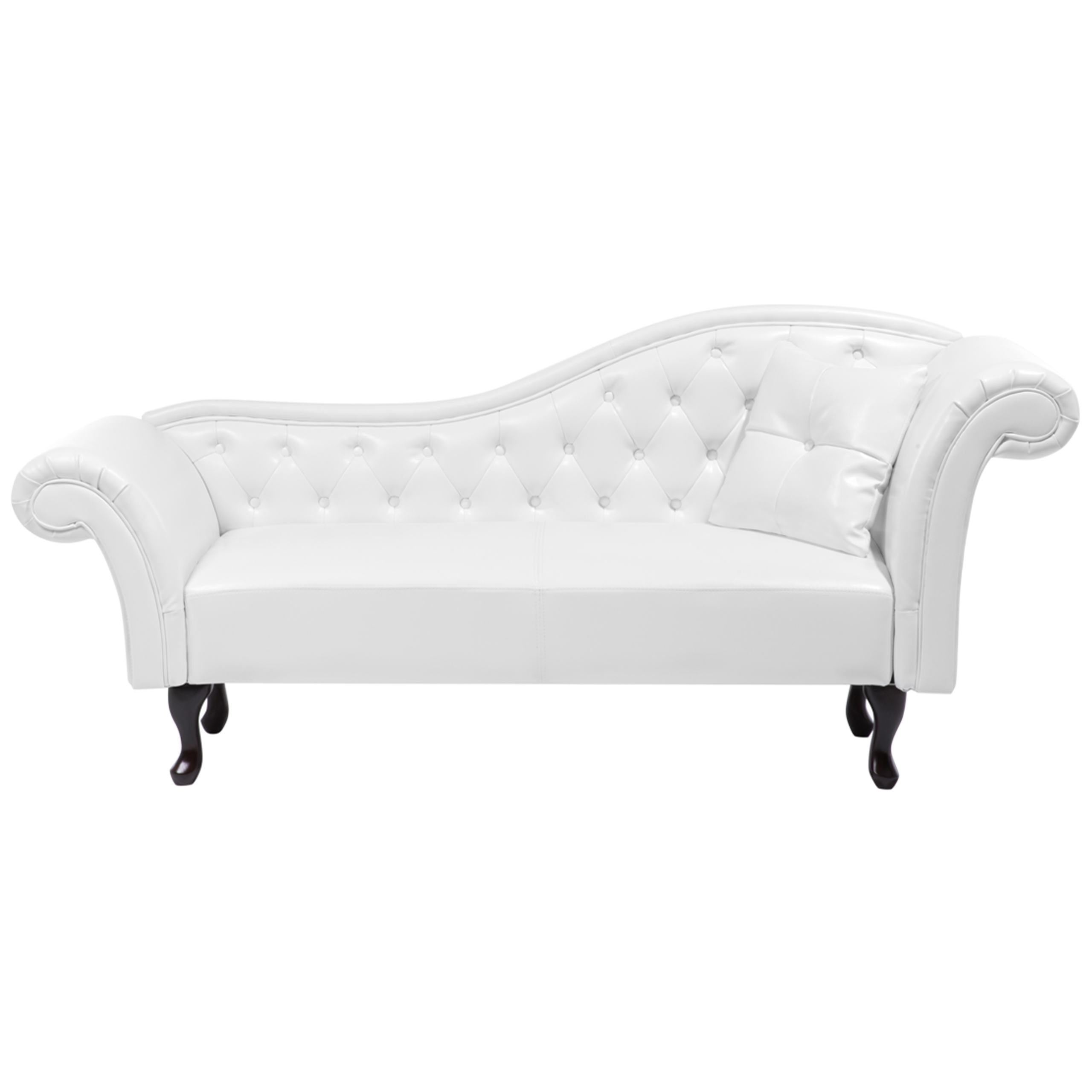 Chaise longue kunstleer wit rechtszijdig LATTES