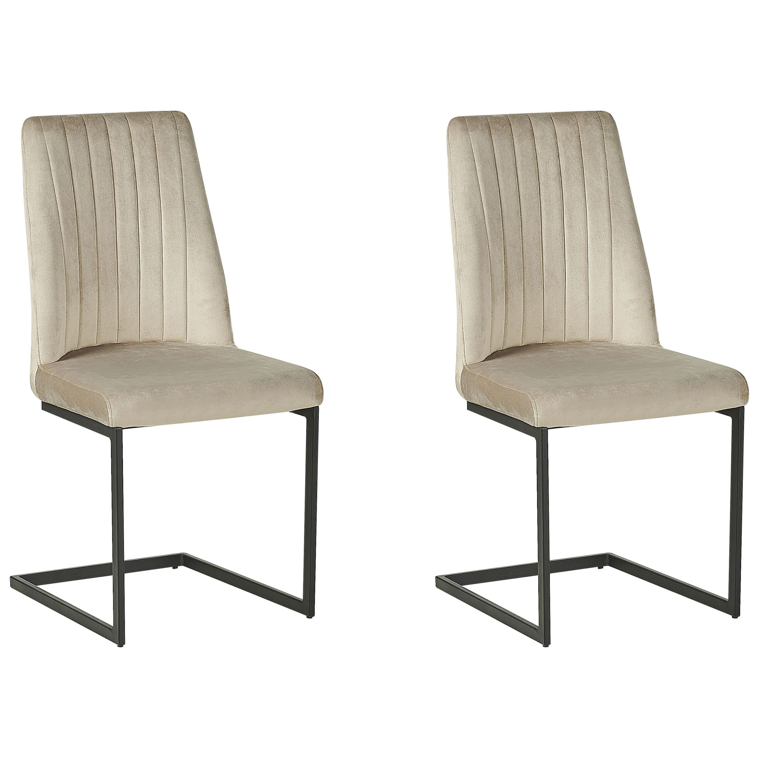 Sledestoel Set van 2 Fluweel Taupe LAVONIA