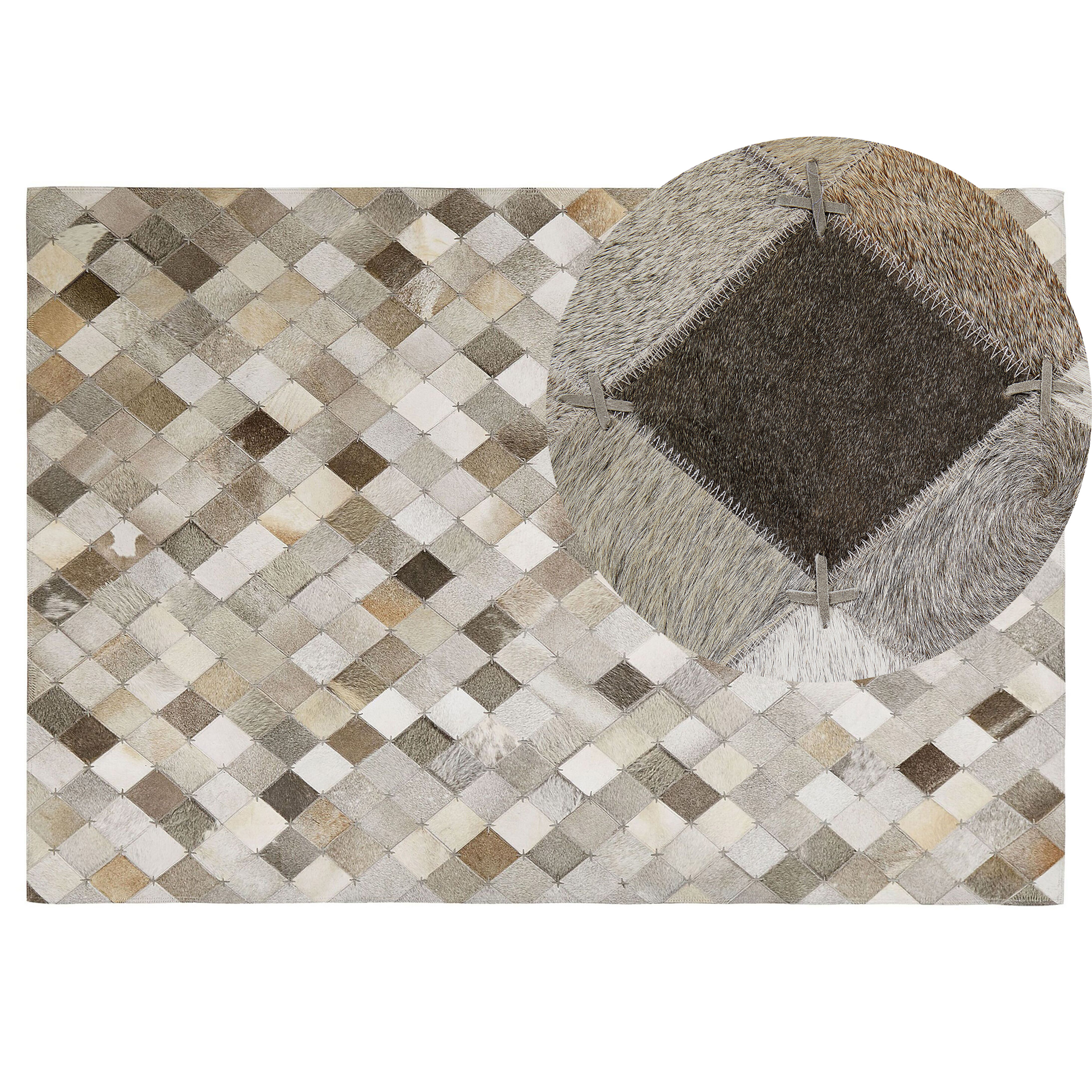 Vloerkleed patchwork grijs/bruin 140 x 200 cm BANAZ