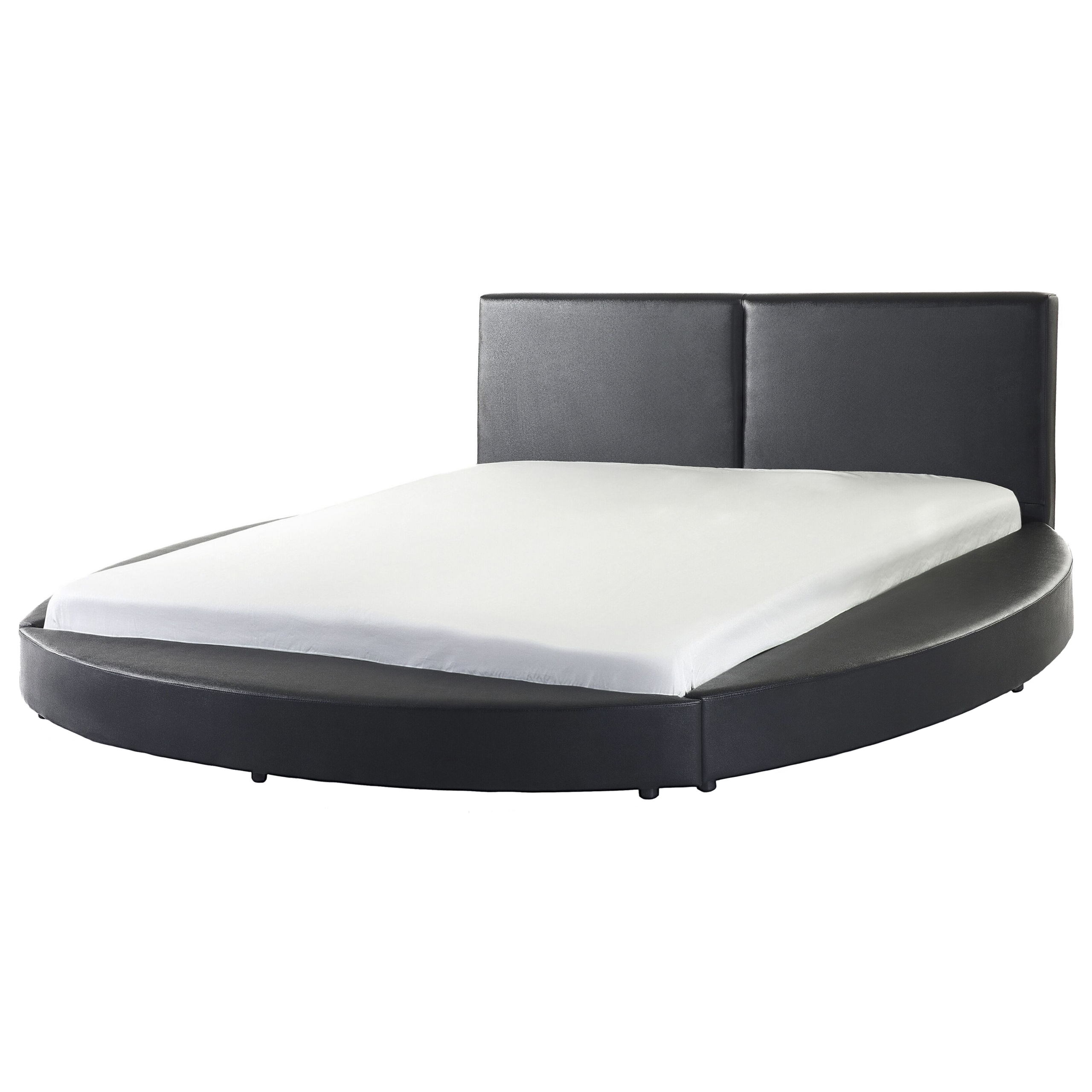 Bed leer zwart 180 x 200 cm LAVAL