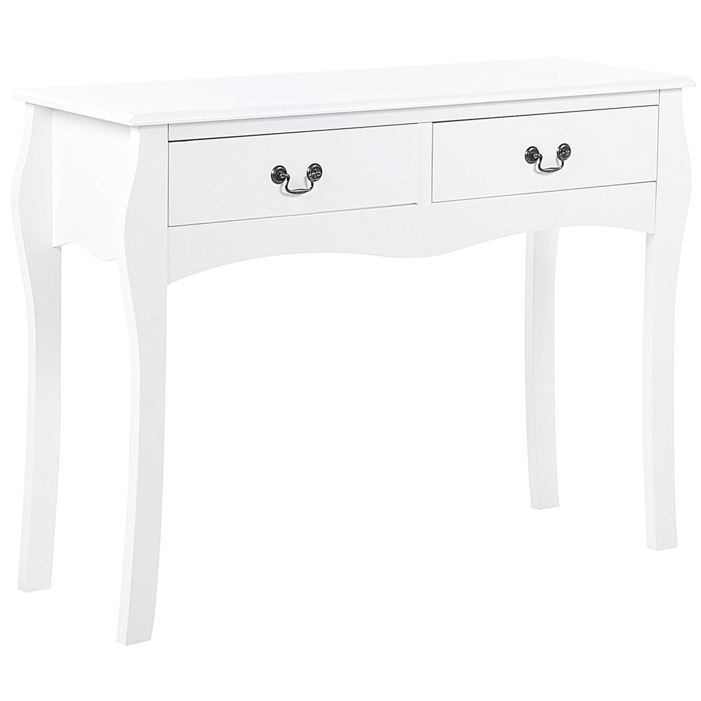 Tavolo consolle di colore bianco in stile retrò con 2 cassetti rustico soggiorno ingresso