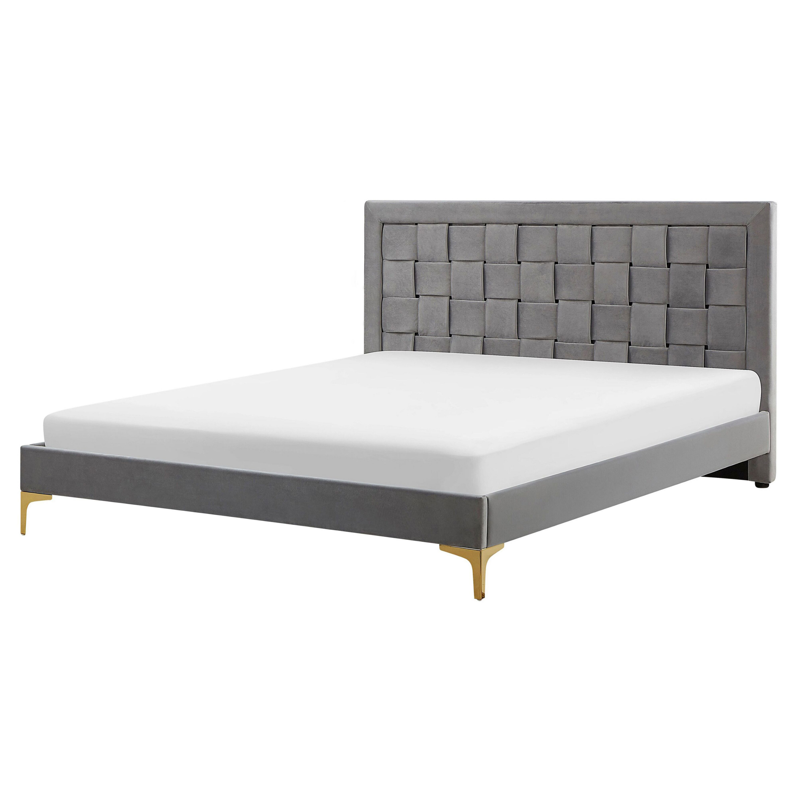 Bed fluweel grijs 160 x 200 cm LIMOUX