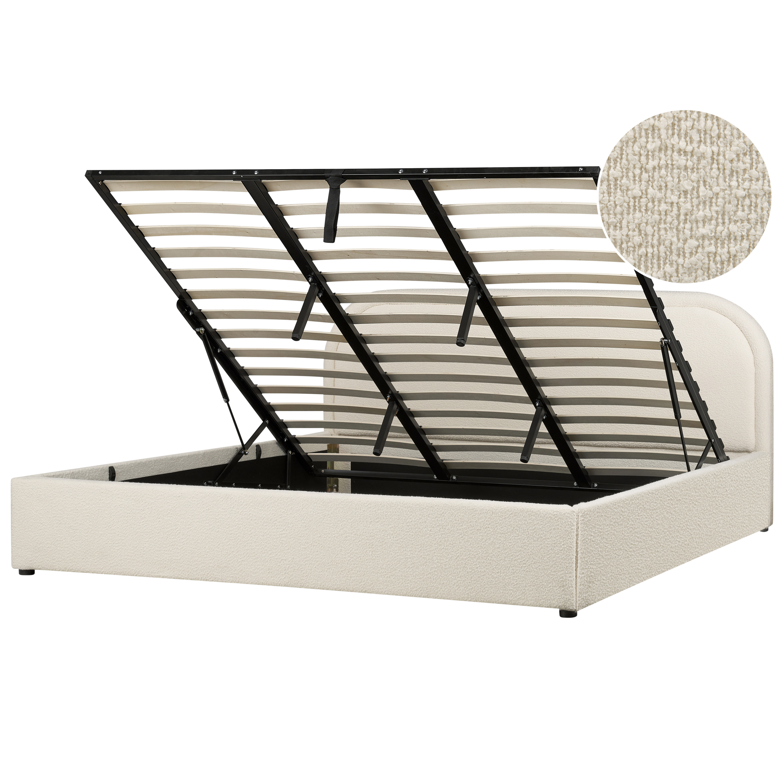 Bed met opbergruimte bouclé lichtbeige 180 x 200 cm QUILLIEN